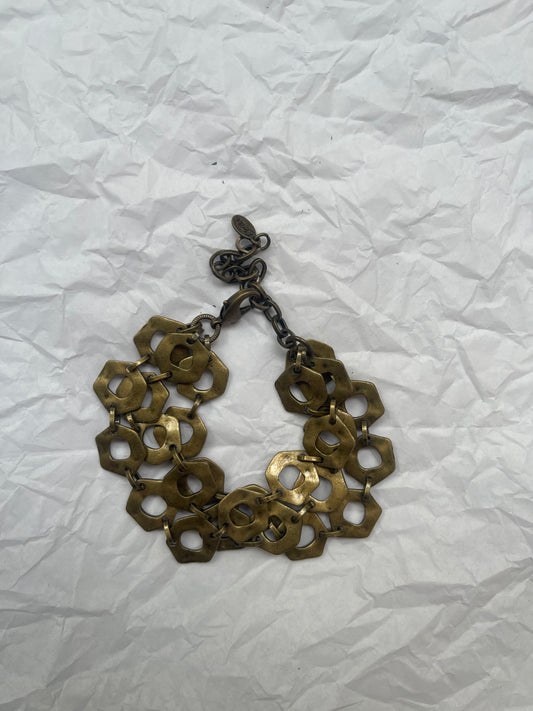 Einika Gold Beaded Flat Hollow Circle Bracelet