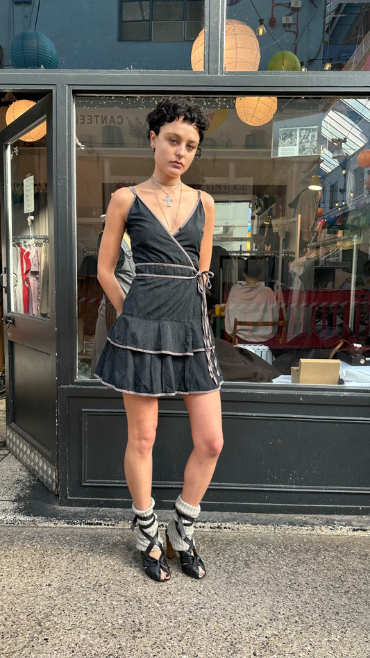All saints 100% cotton black mini dress