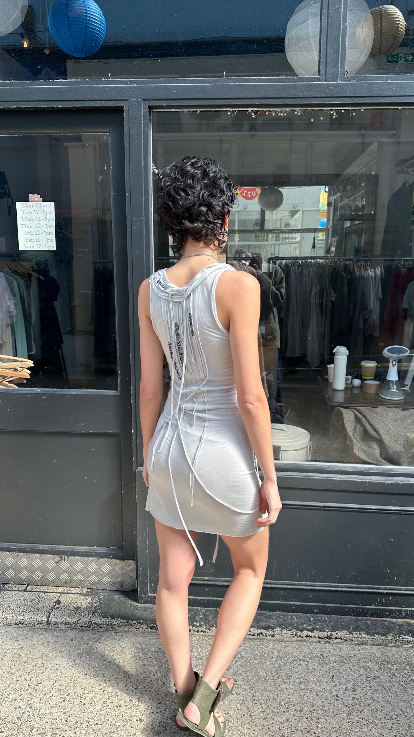 grey deconstructed mini dress