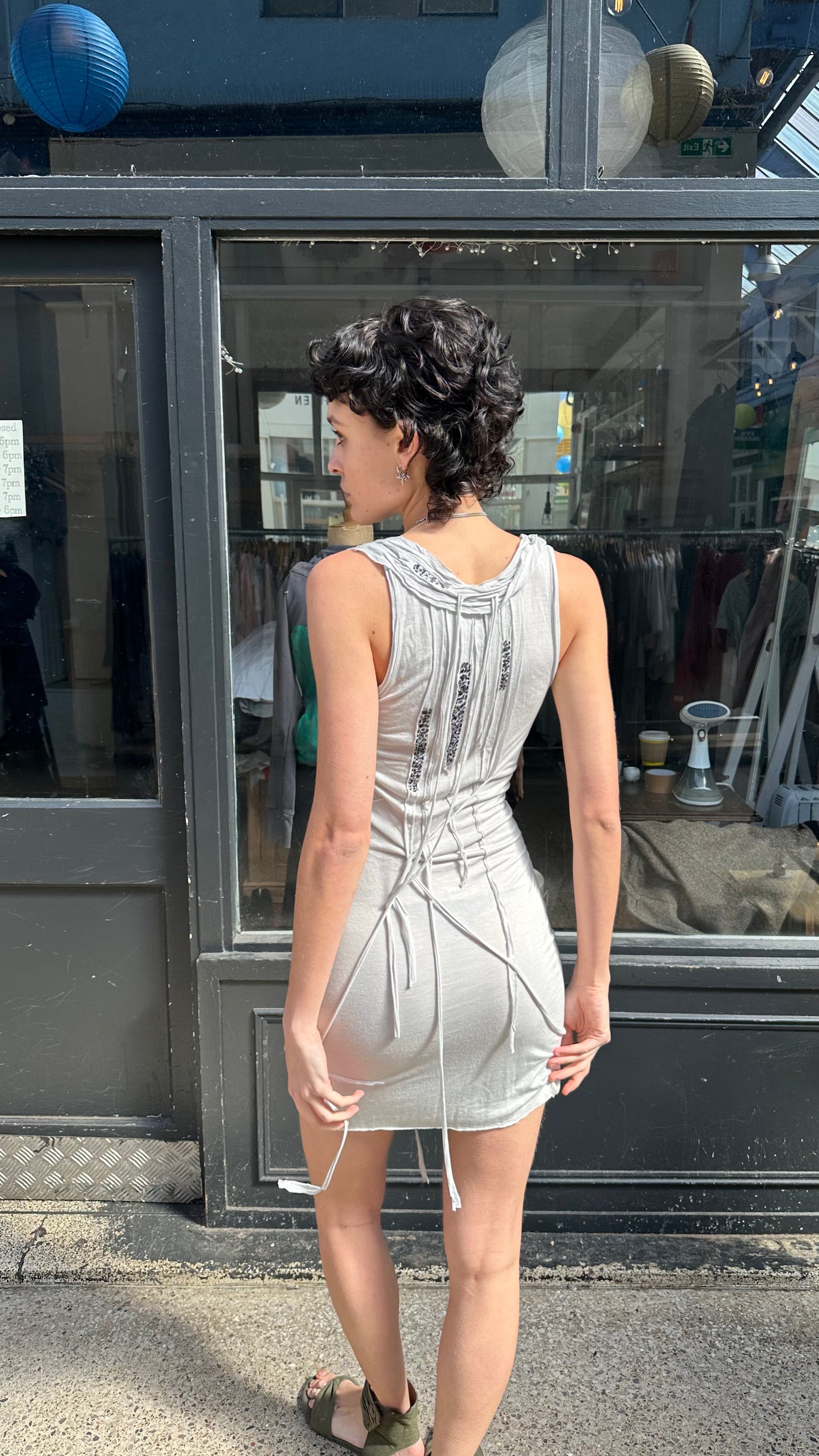 grey deconstructed mini dress