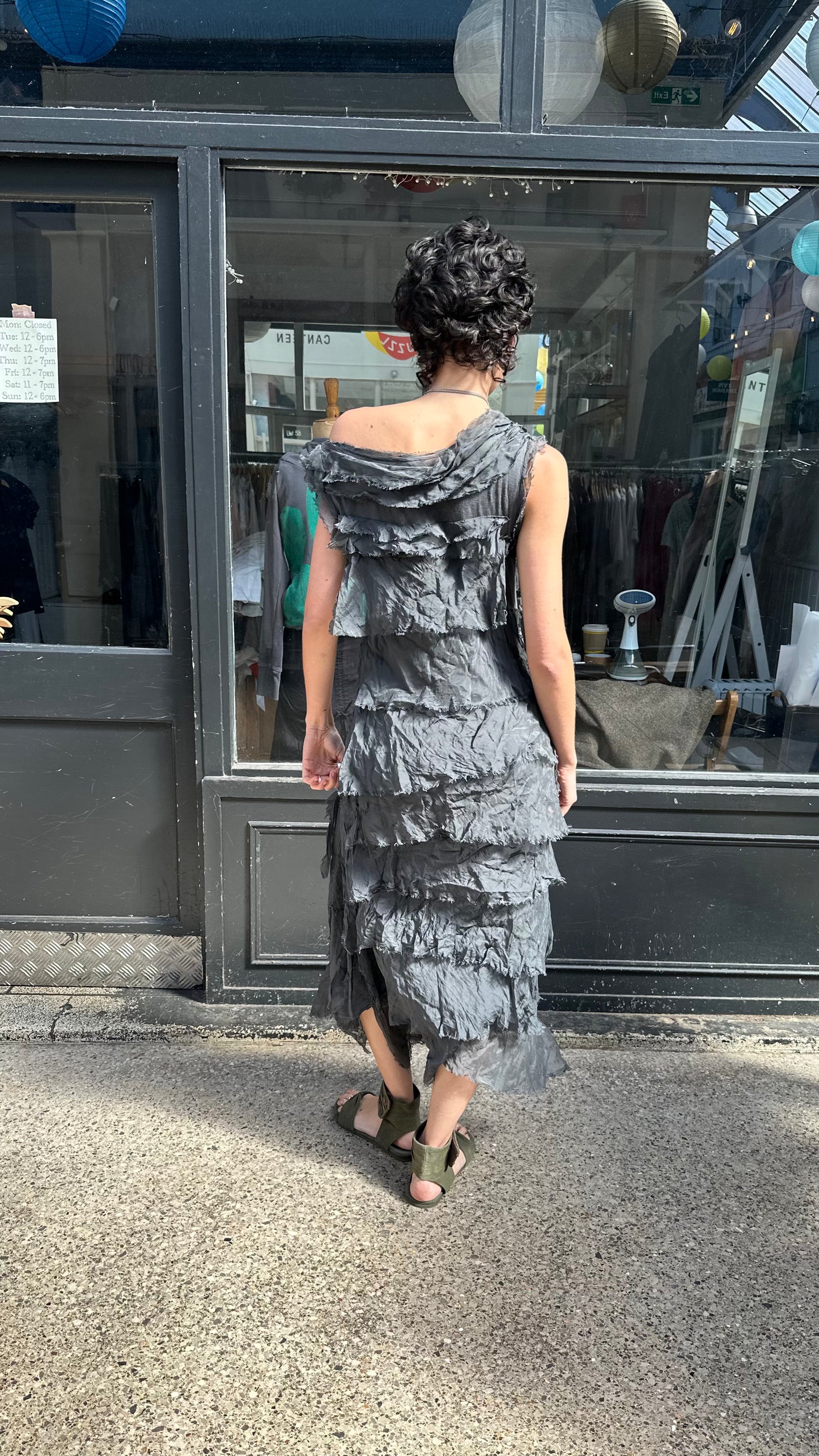 Stone grey ruffled maxi