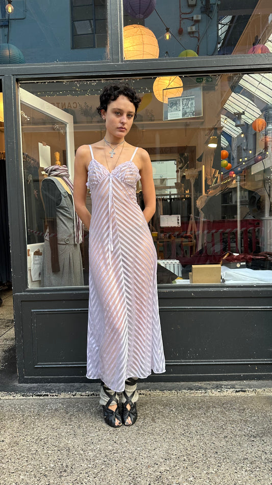 Lilac sheer striped maxi dress
