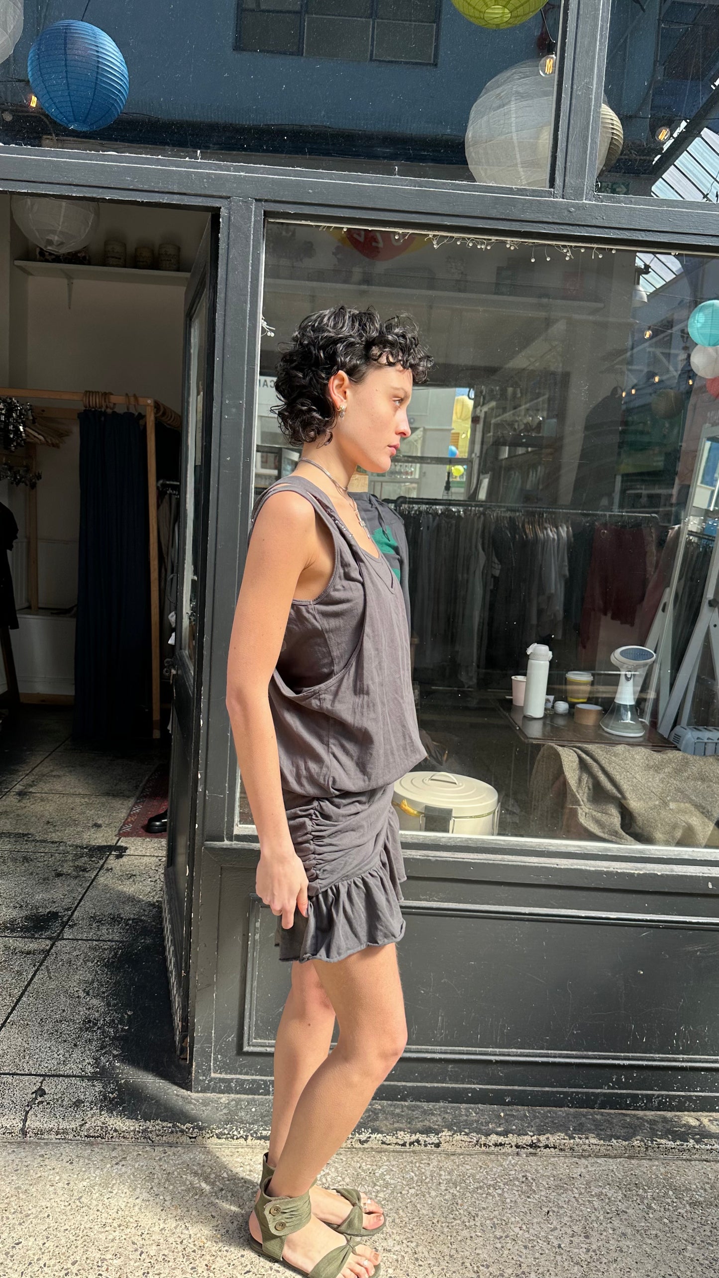 Grey racer back mini dress