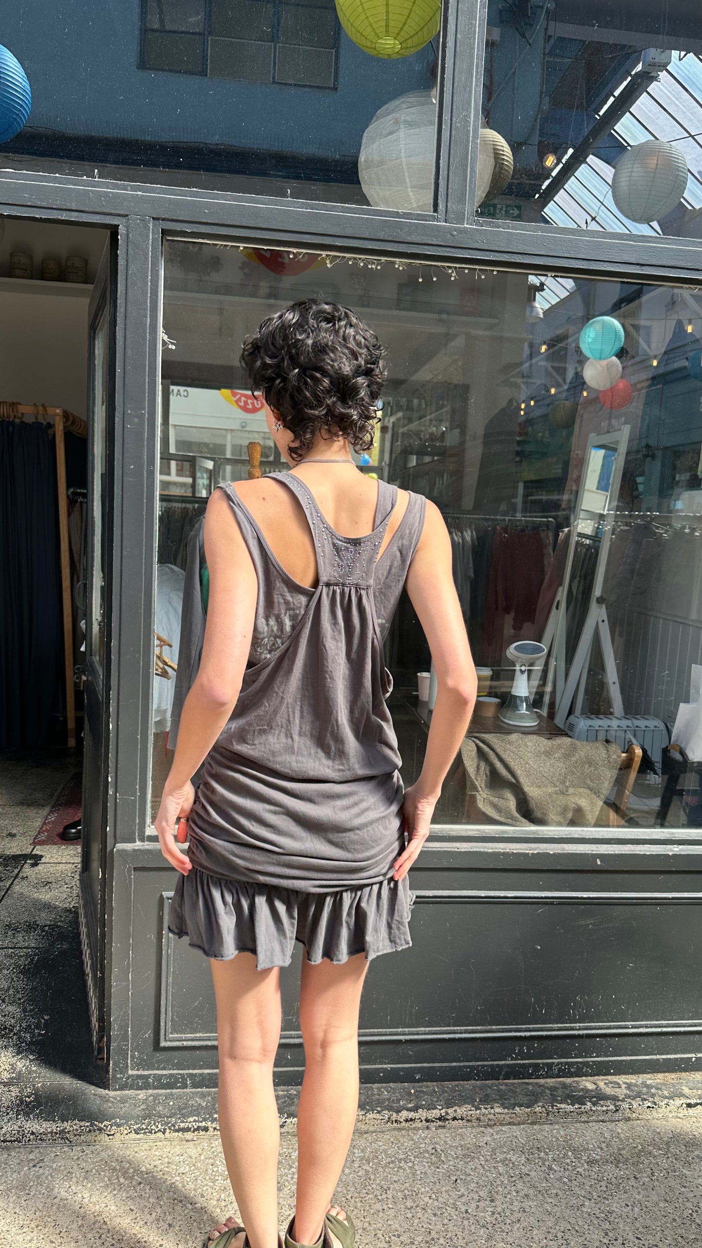 Grey racer back mini dress