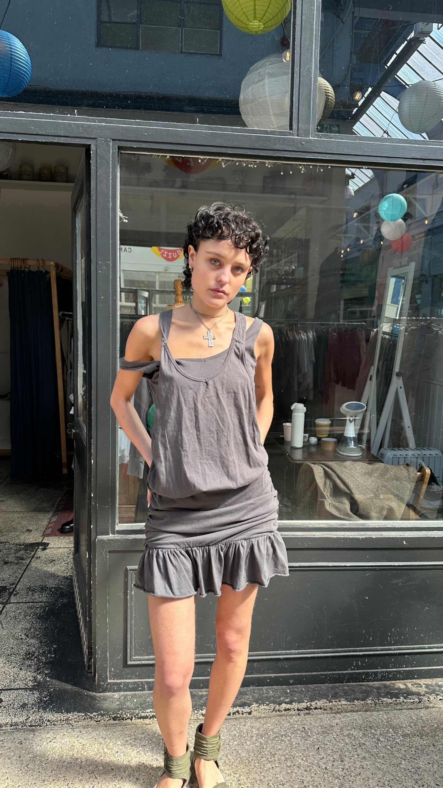 Grey racer back mini dress