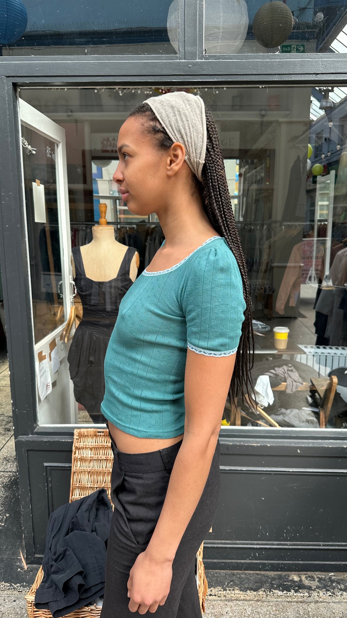 Teal pointelle t-shirt