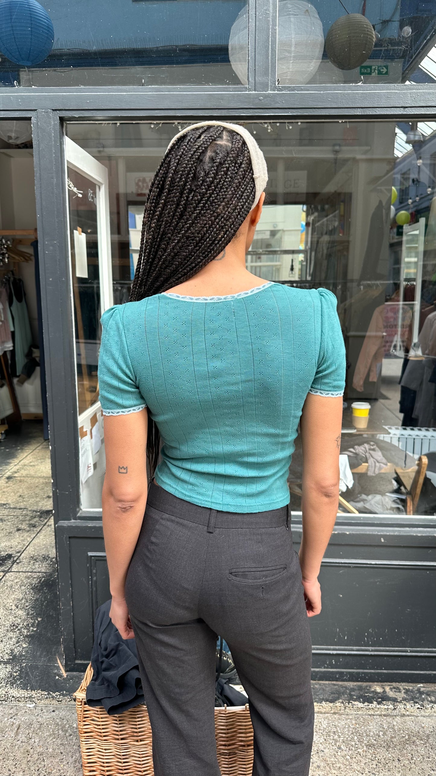 Teal pointelle t-shirt