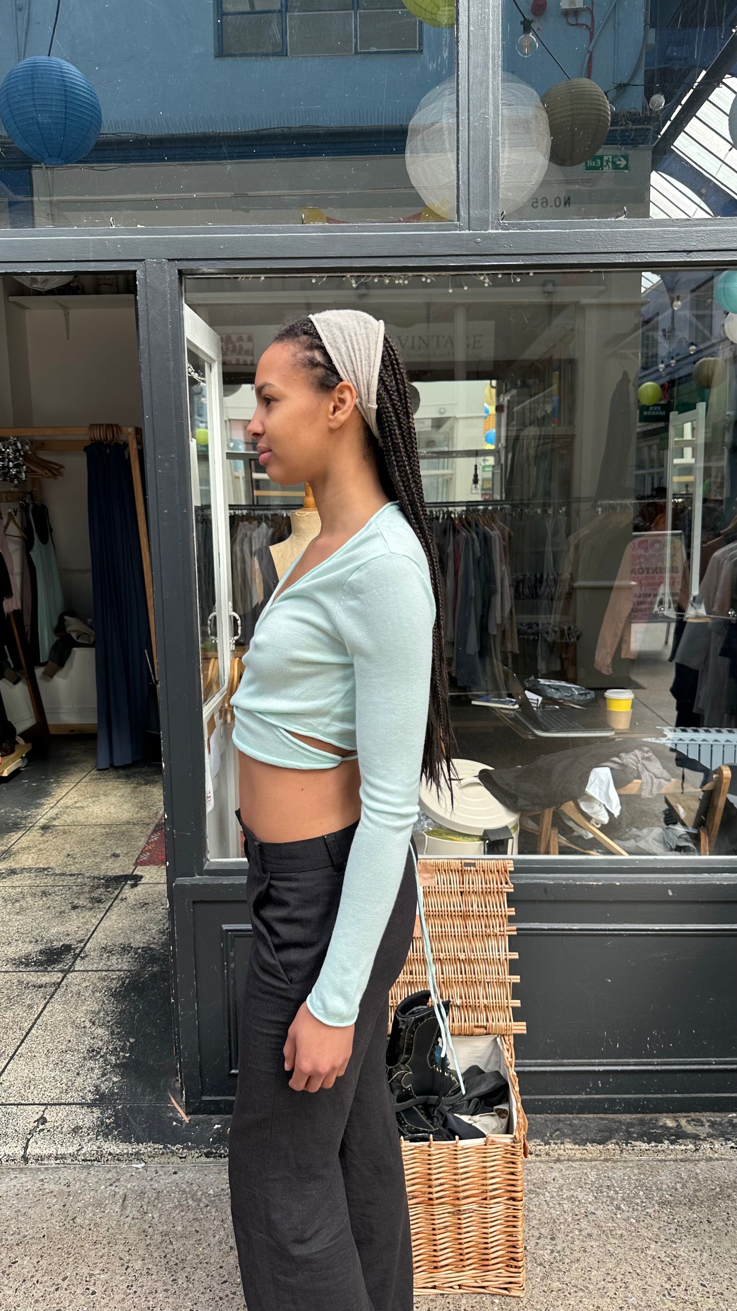 Turquoise wrap top