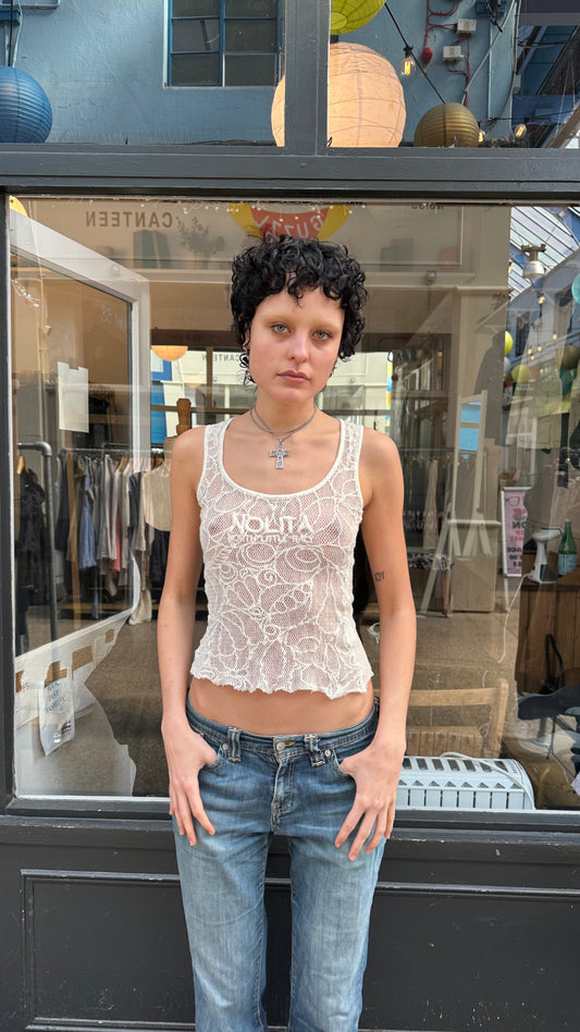 Cream crochet tank top