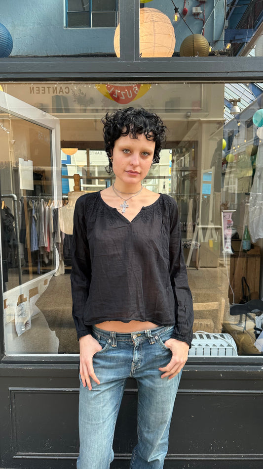 Black cotton floaty top