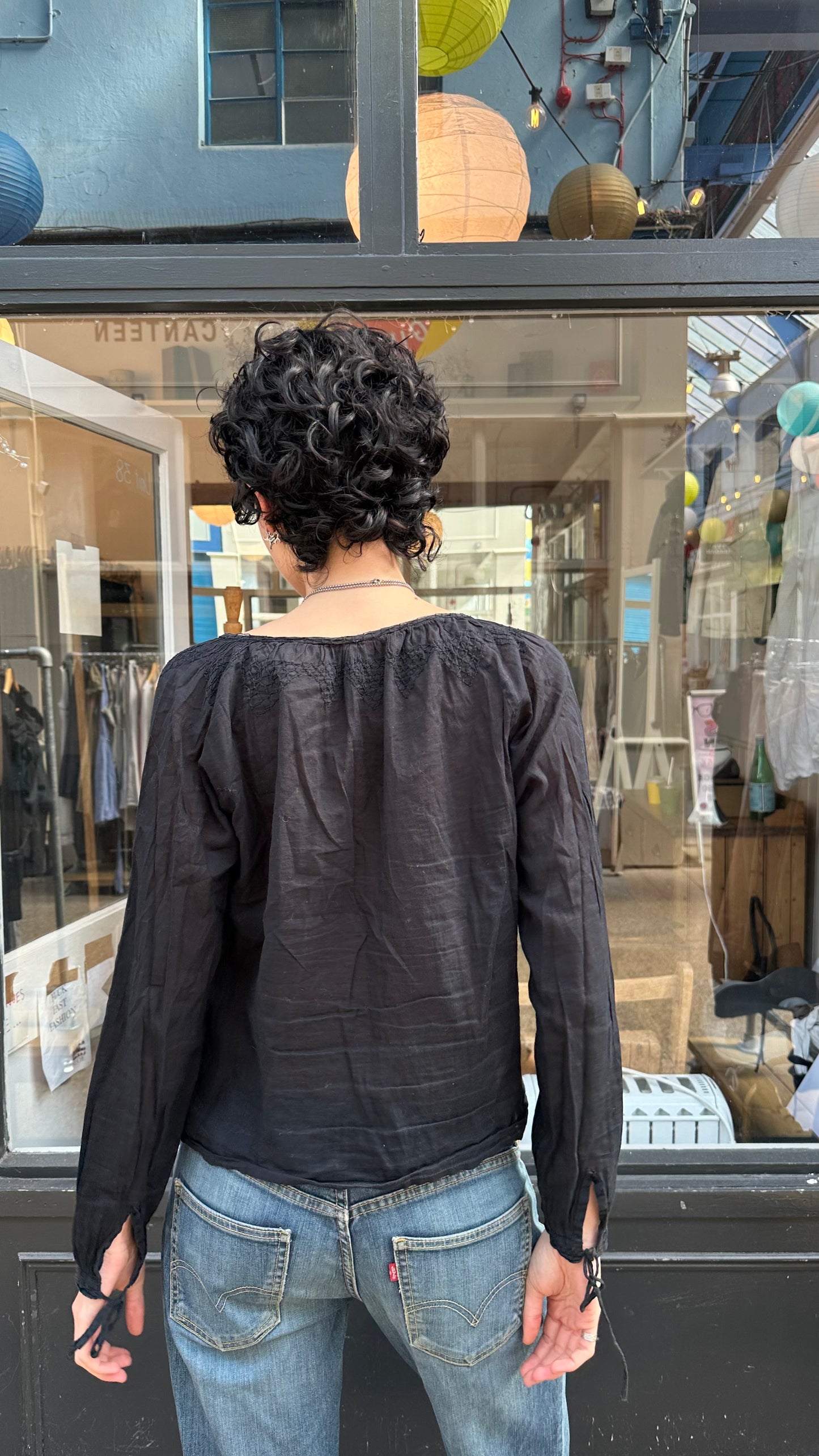 Black cotton floaty top