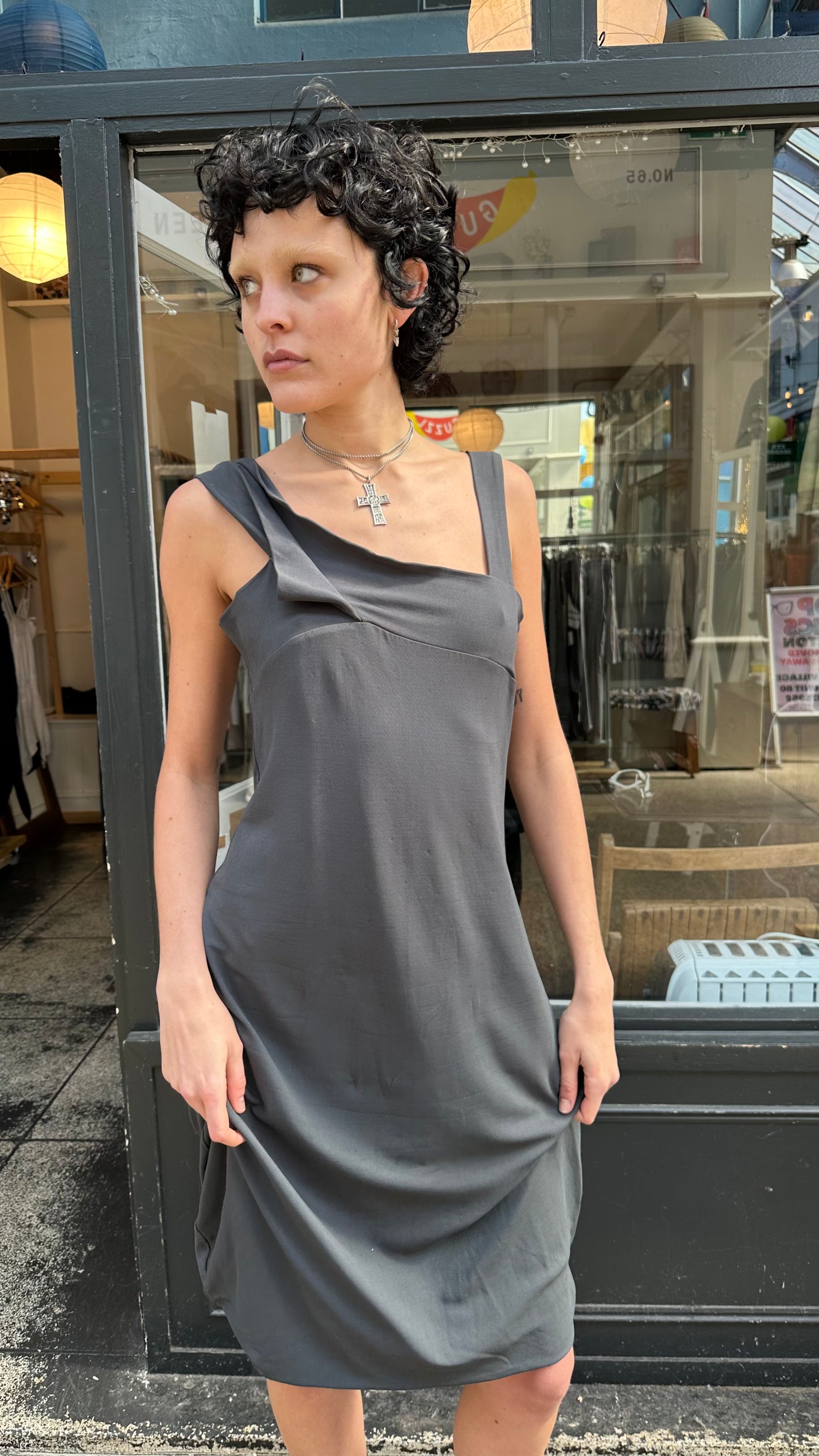 Sarah Pacini grey midi dress
