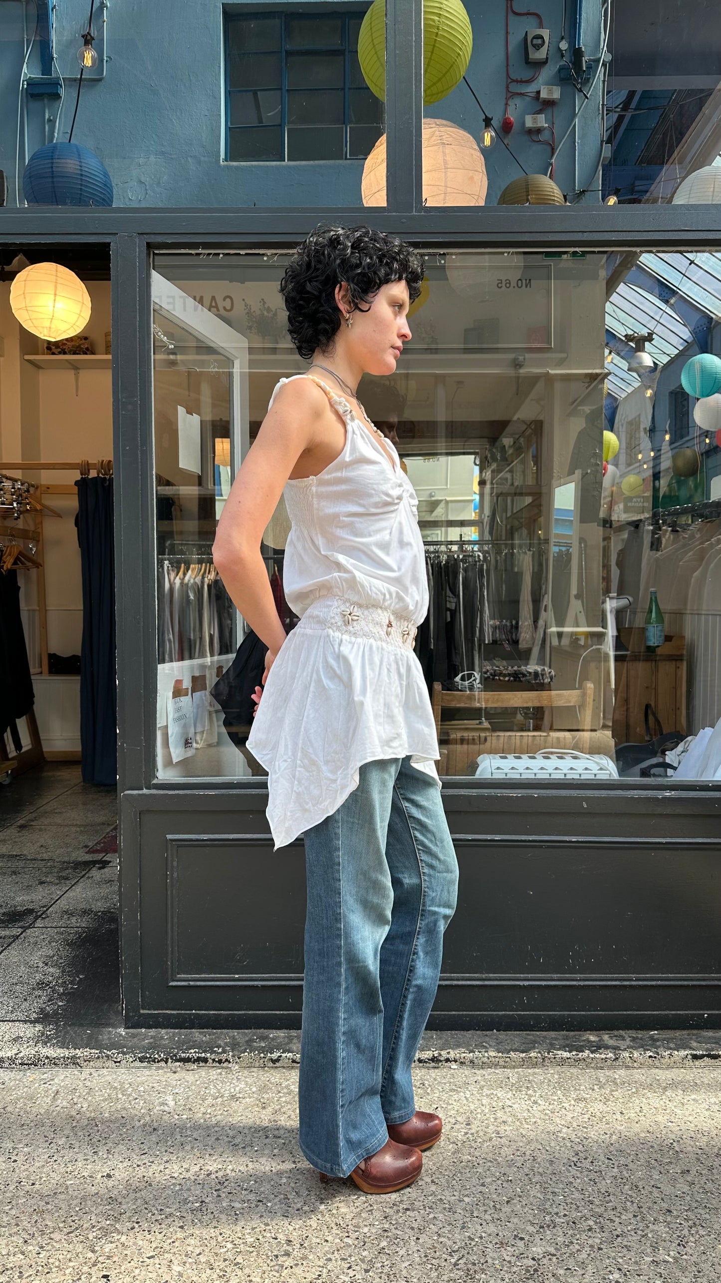 white drop waist shell dress
