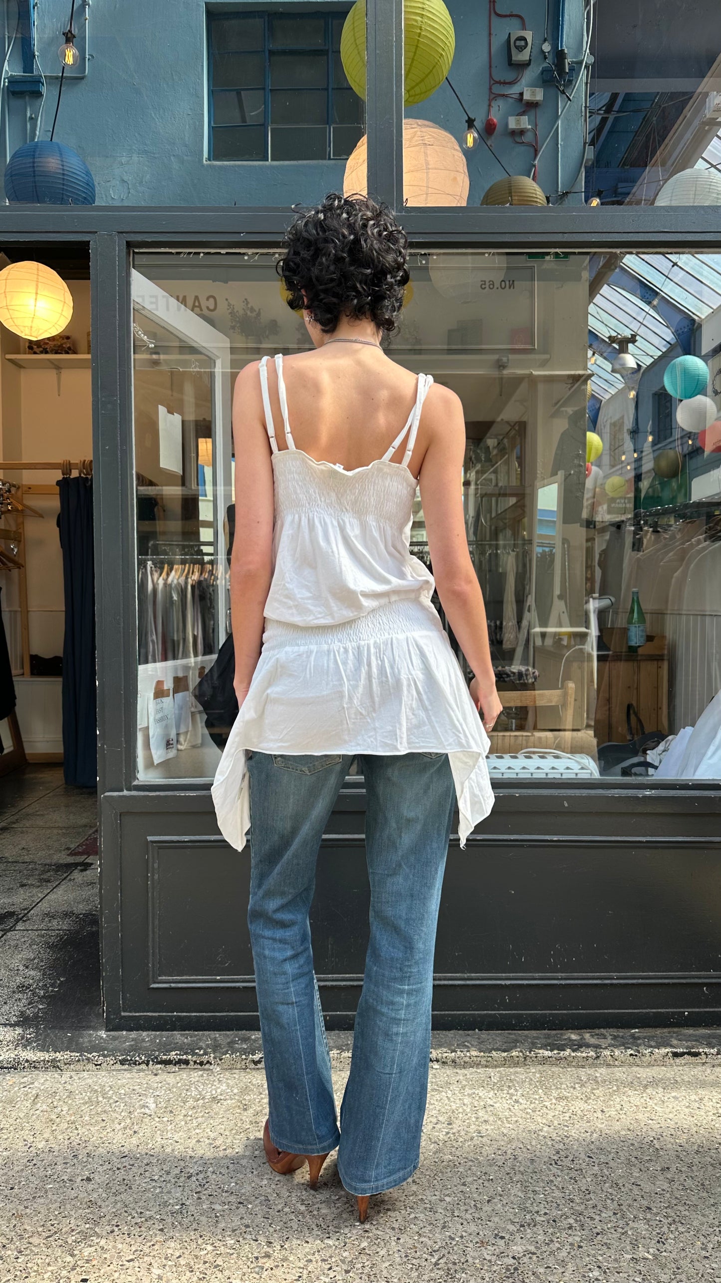 white drop waist shell dress