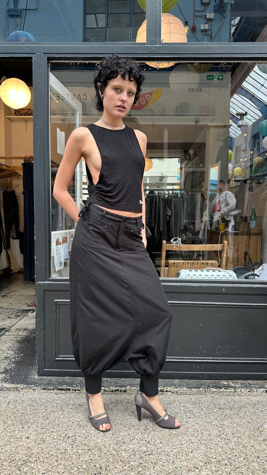 Black drop crotch trousers