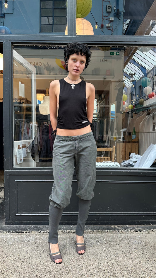 grey denim harem trousers