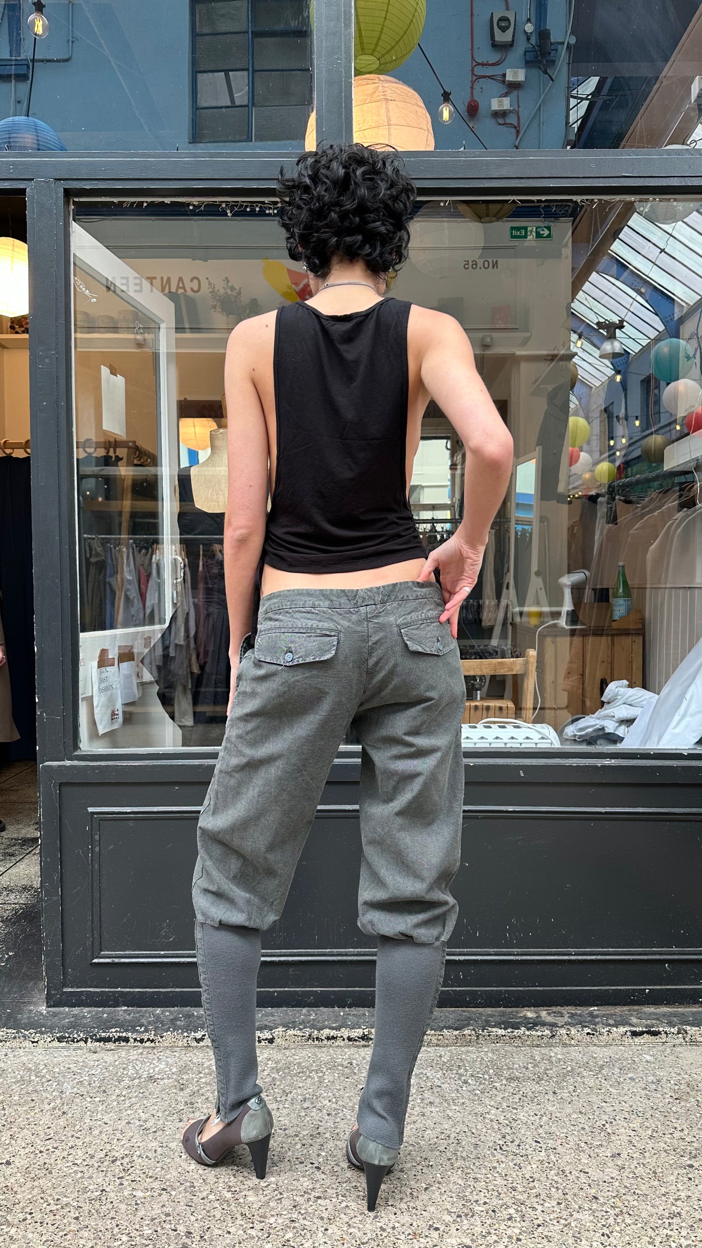 grey denim harem trousers
