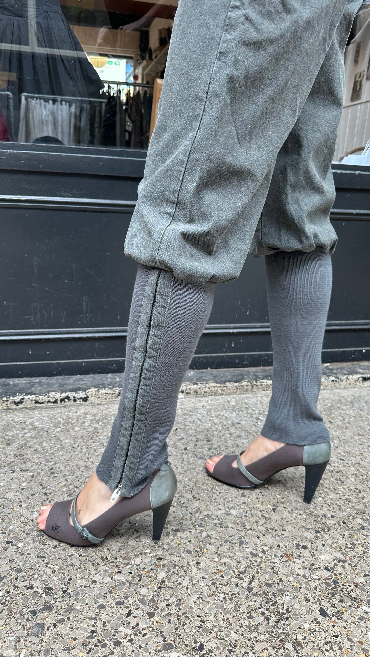 grey denim harem trousers