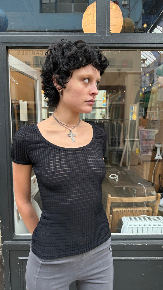 Black cap sleeve T-shirt