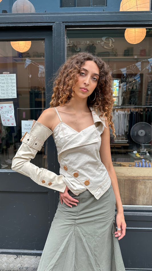 Deconstructed trench coat top