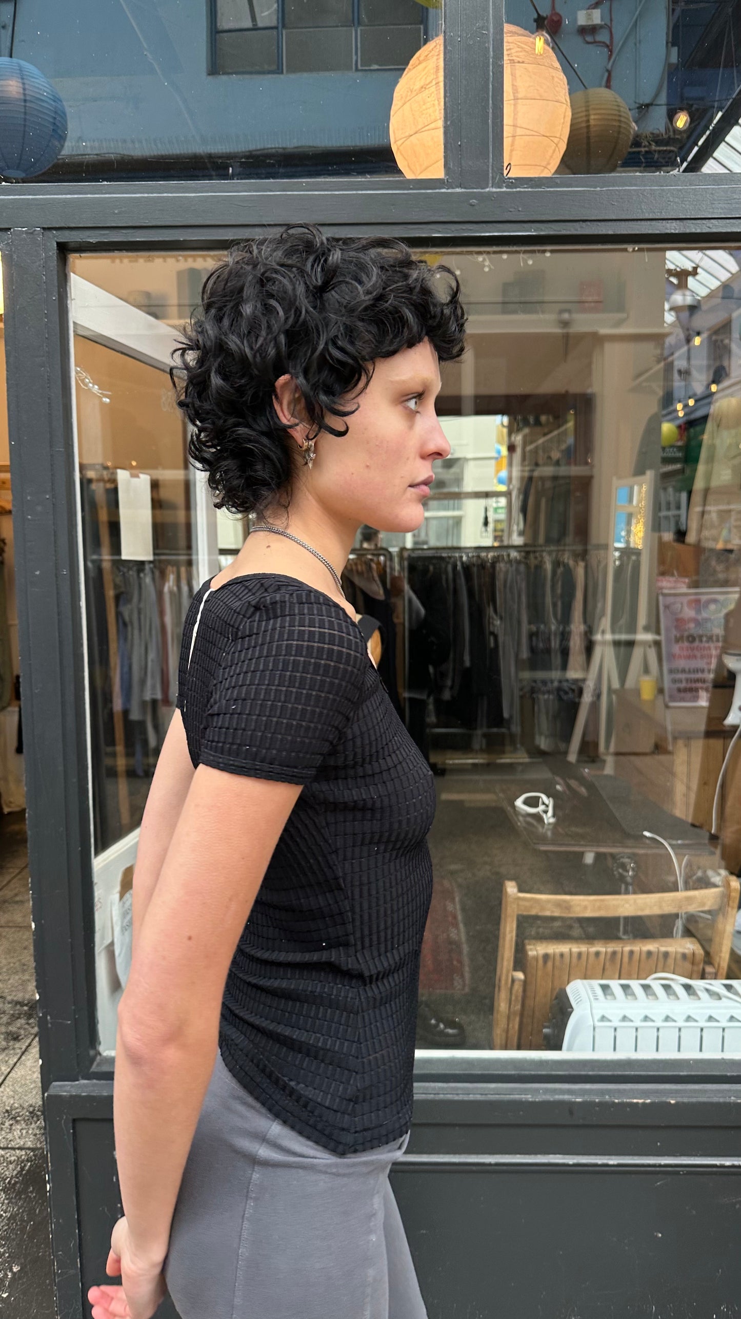 Black cap sleeve T-shirt