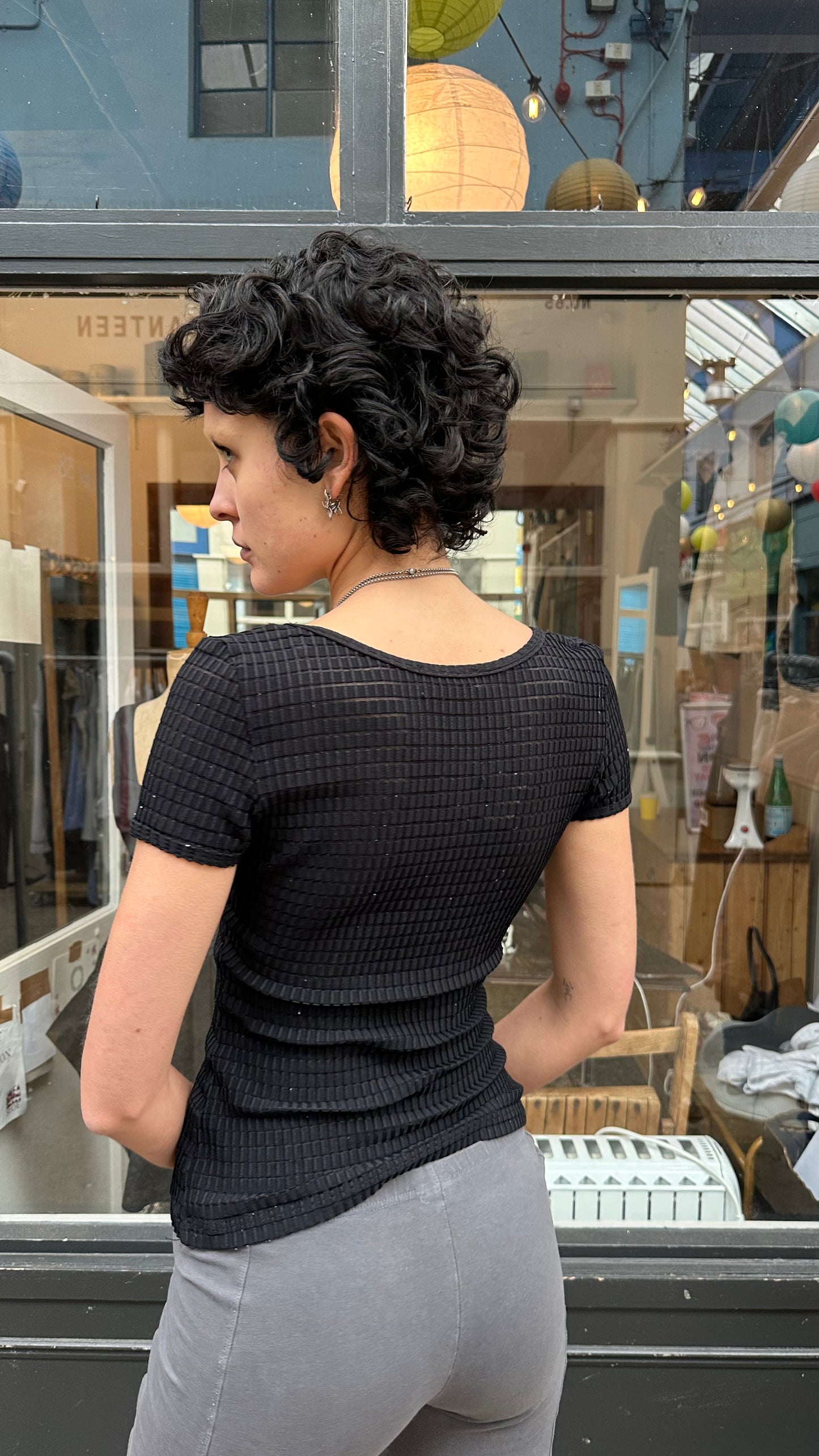 Black cap sleeve T-shirt