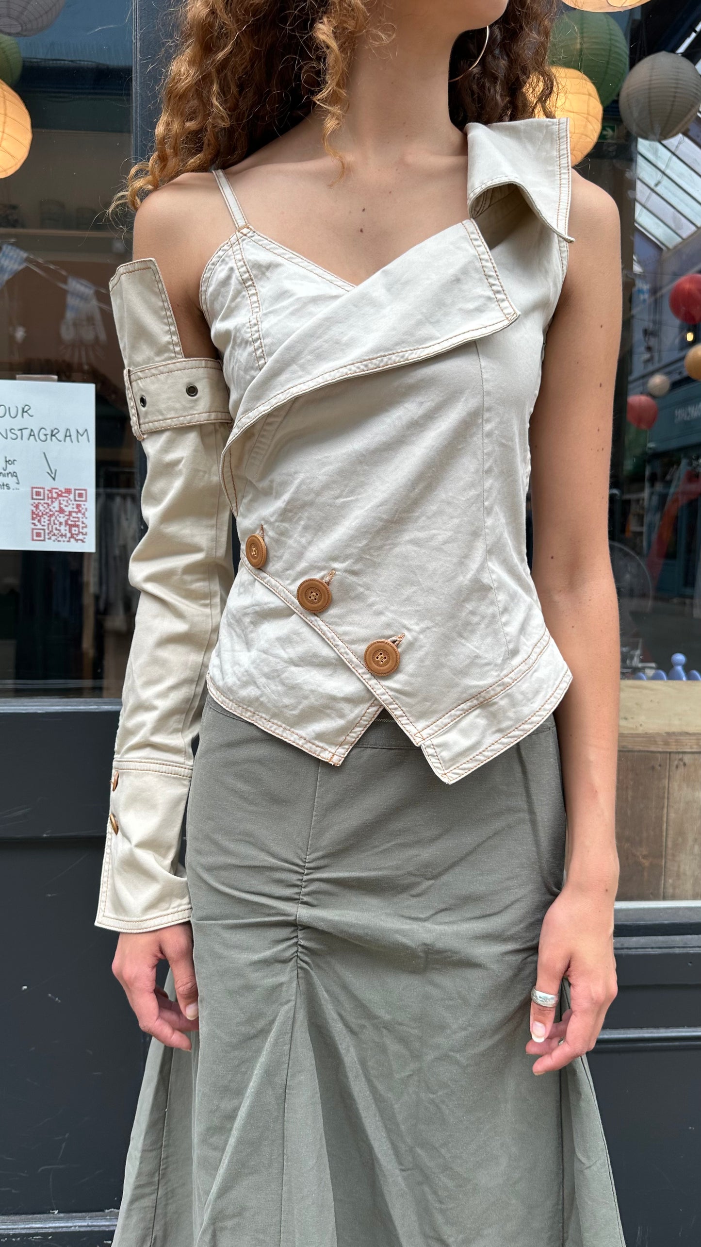 Deconstructed trench coat top