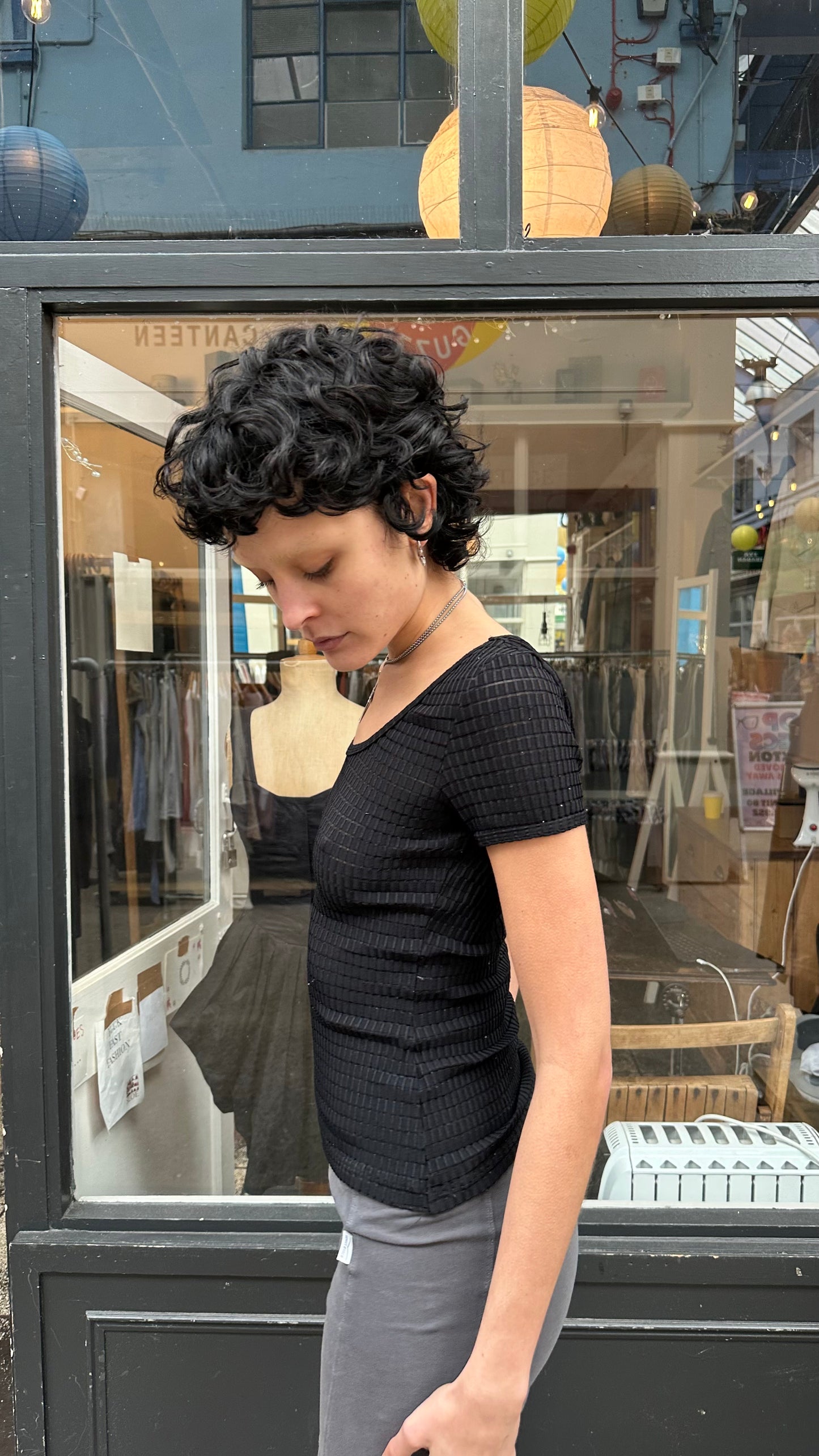 Black cap sleeve T-shirt