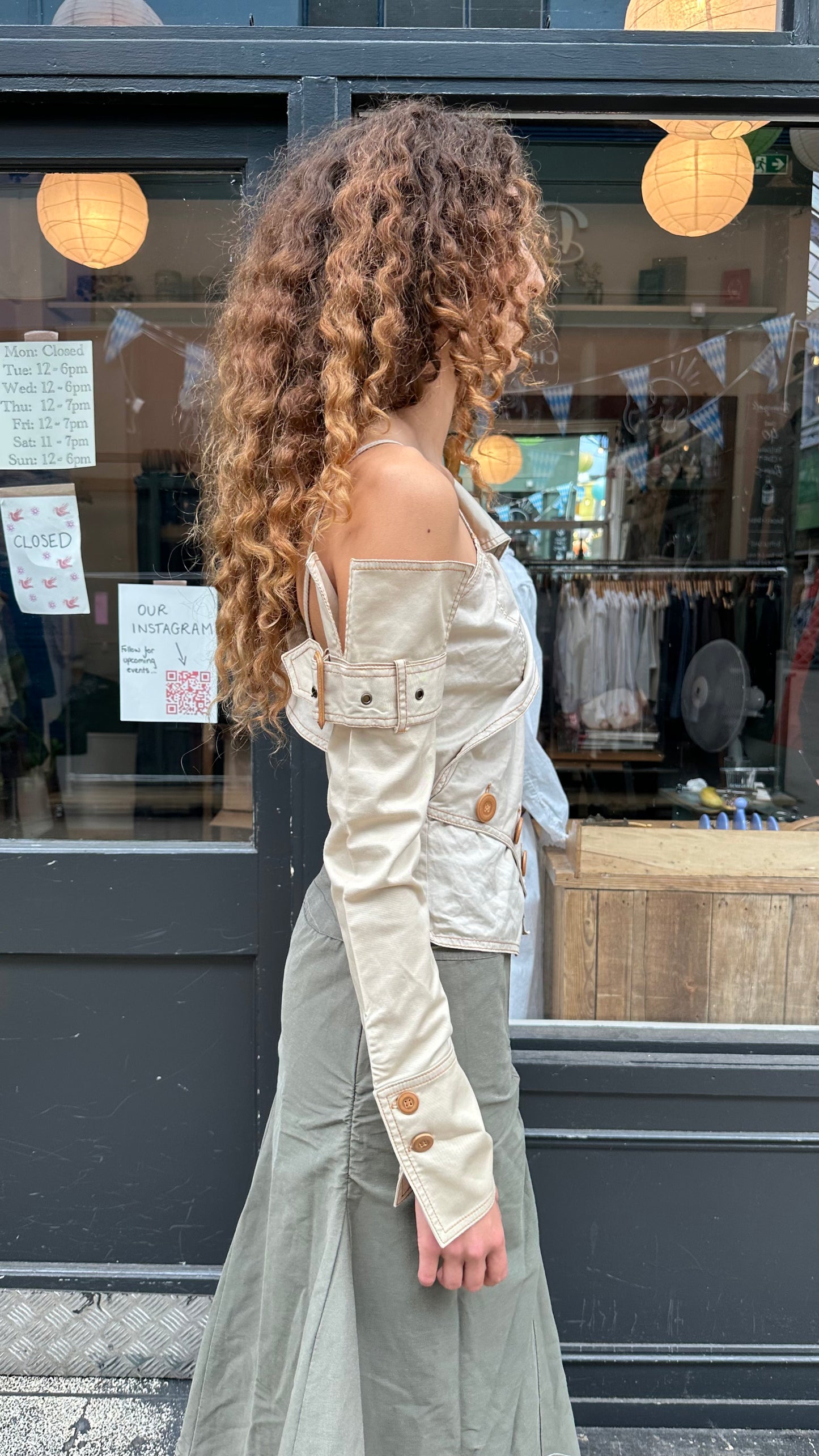 Deconstructed trench coat top