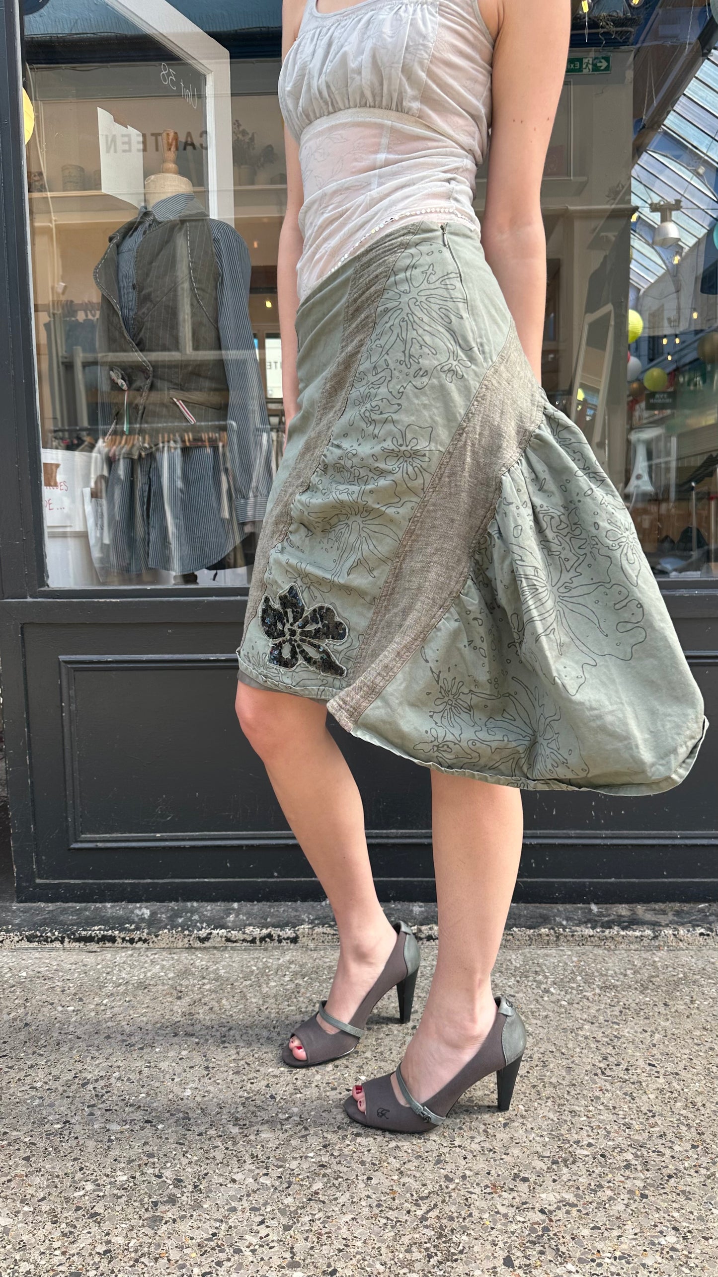 khaki asymmetric skirt