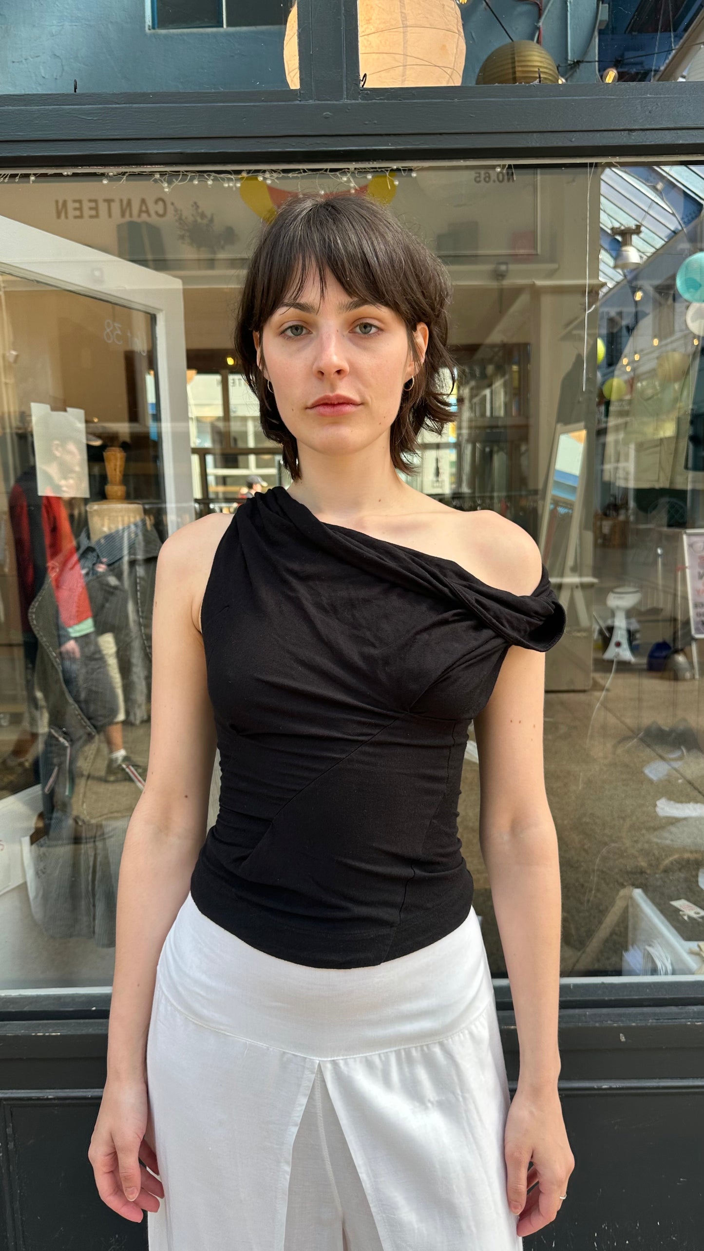 All saints black cowel neck tank