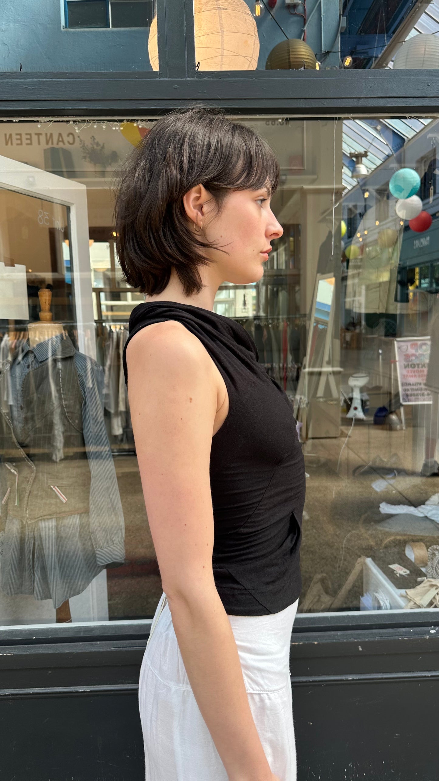 All saints black cowel neck tank