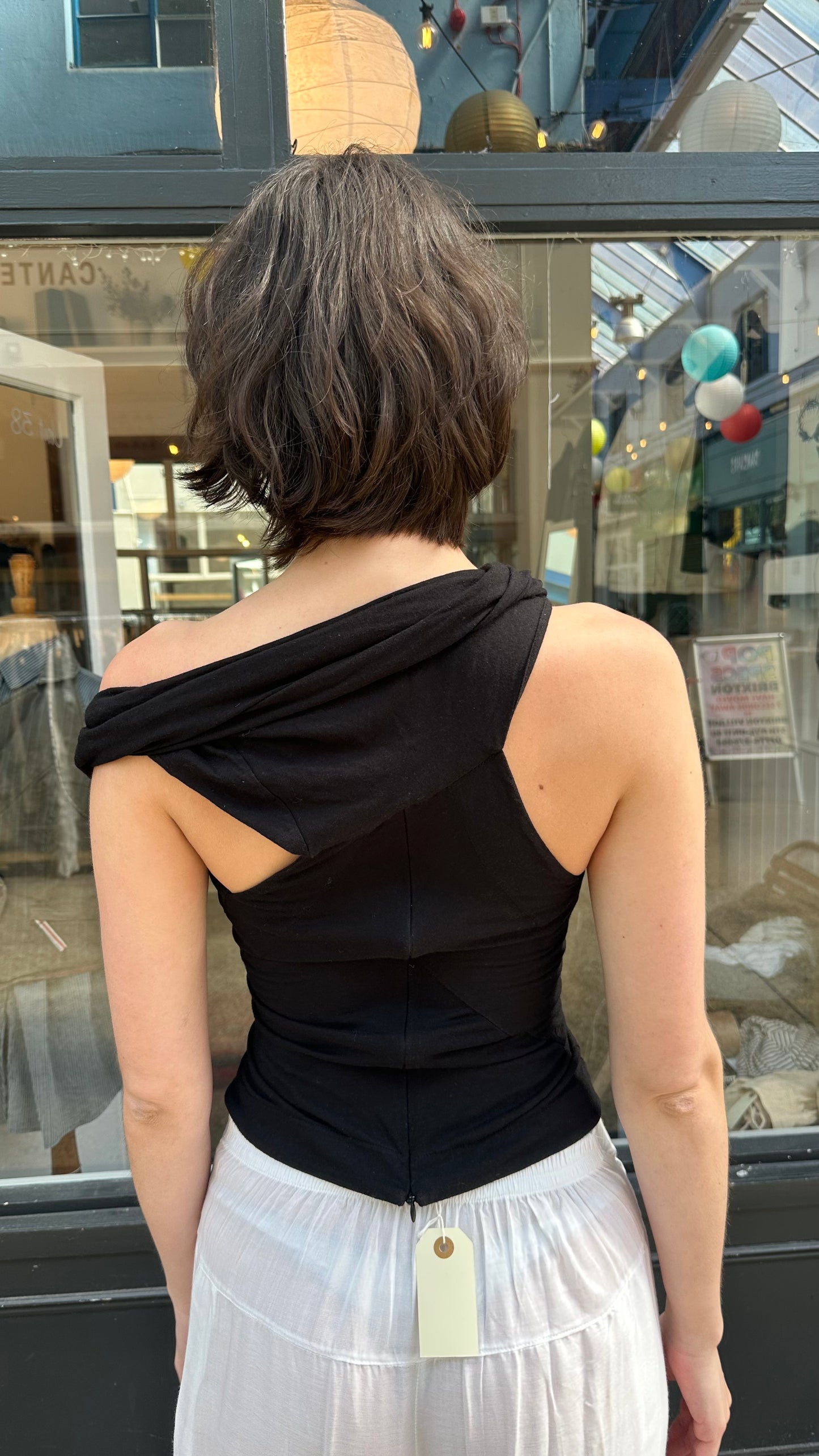 All saints black cowel neck tank