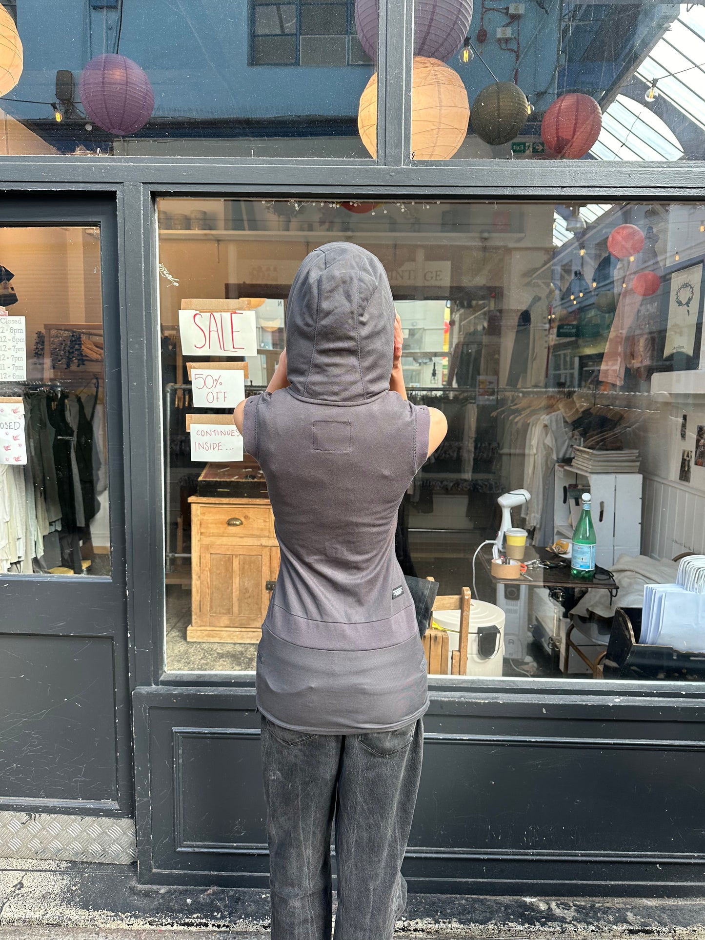 Grey hooded tunic