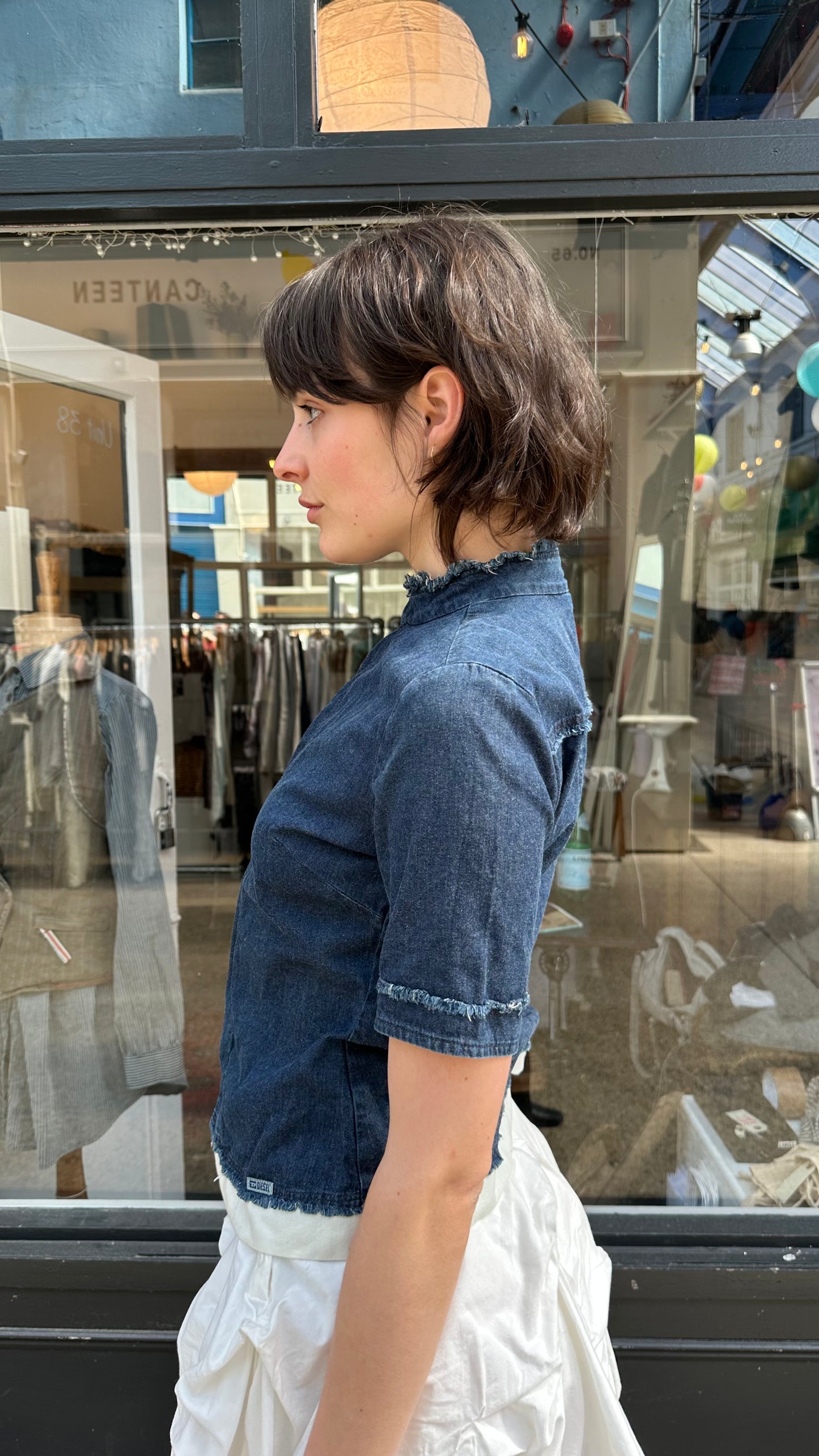 Diesel denim zip up top