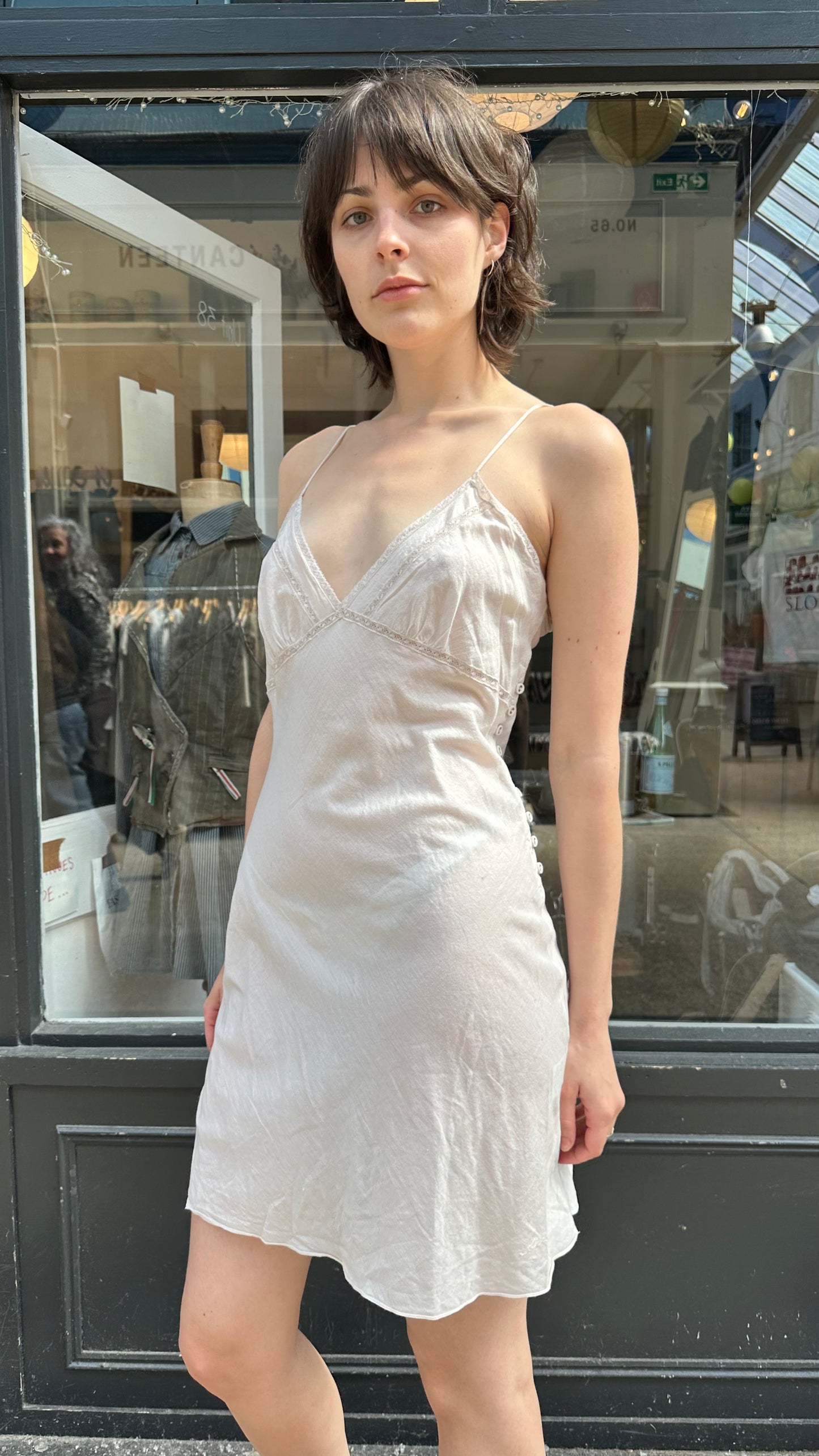 All saints cream cotton slip dress