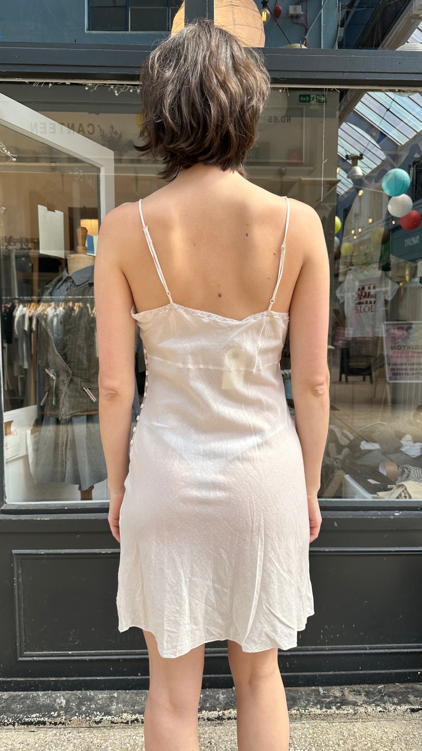 All saints cream cotton slip dress