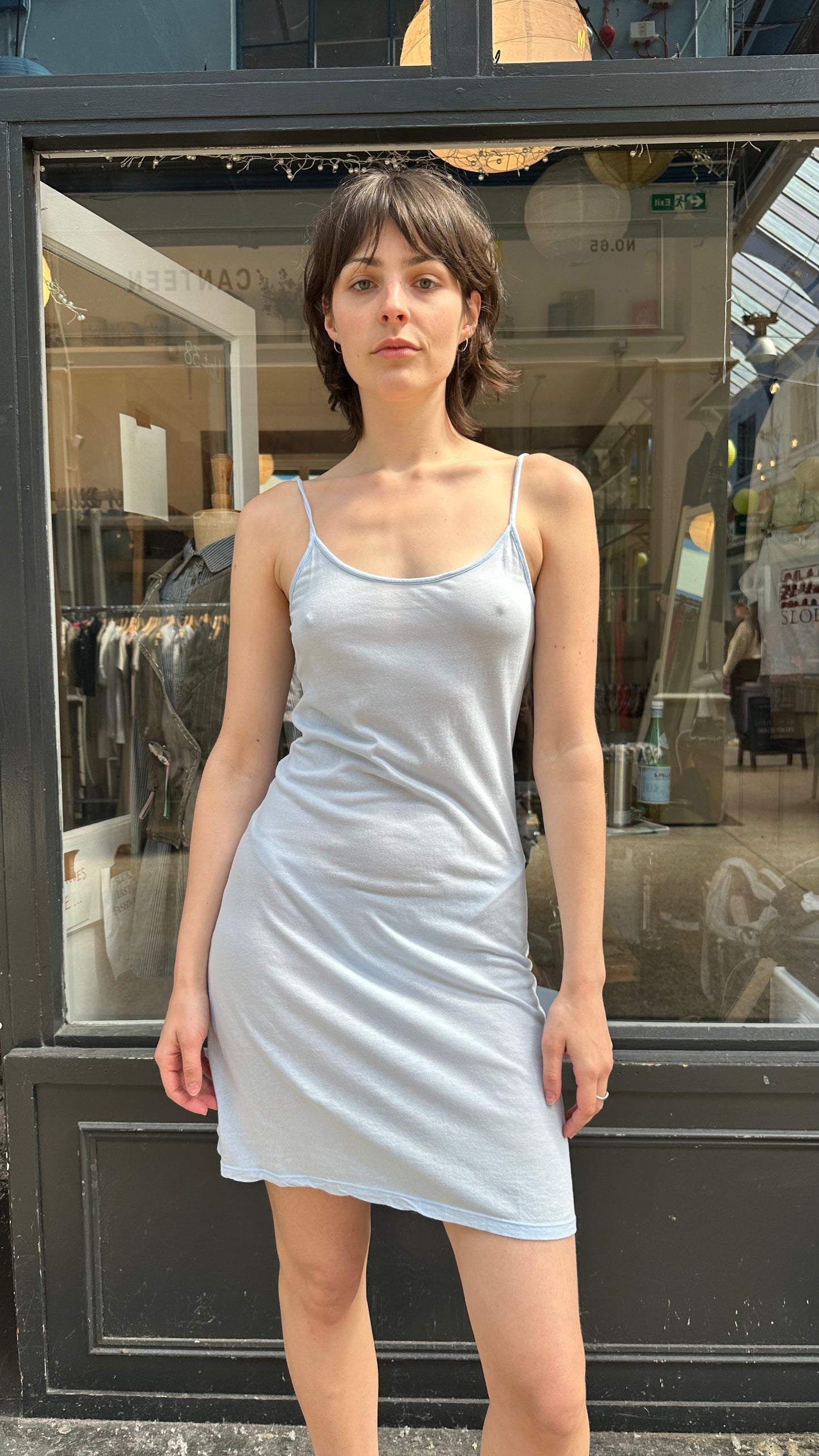 Baby blue mini slip dress