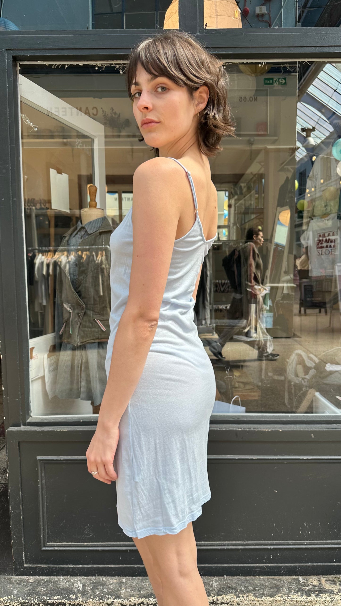 Baby blue mini slip dress