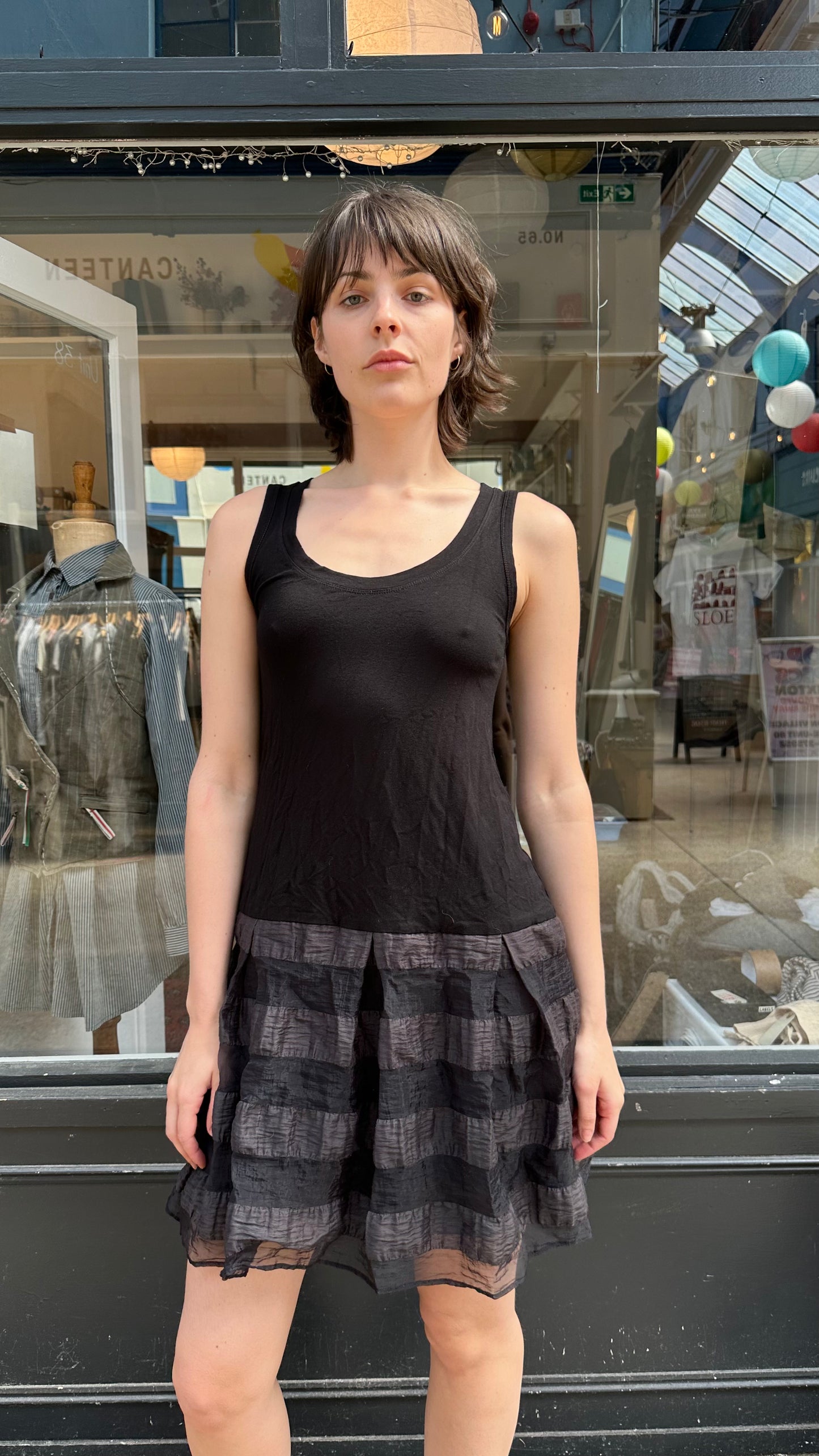 Black drop waist dress