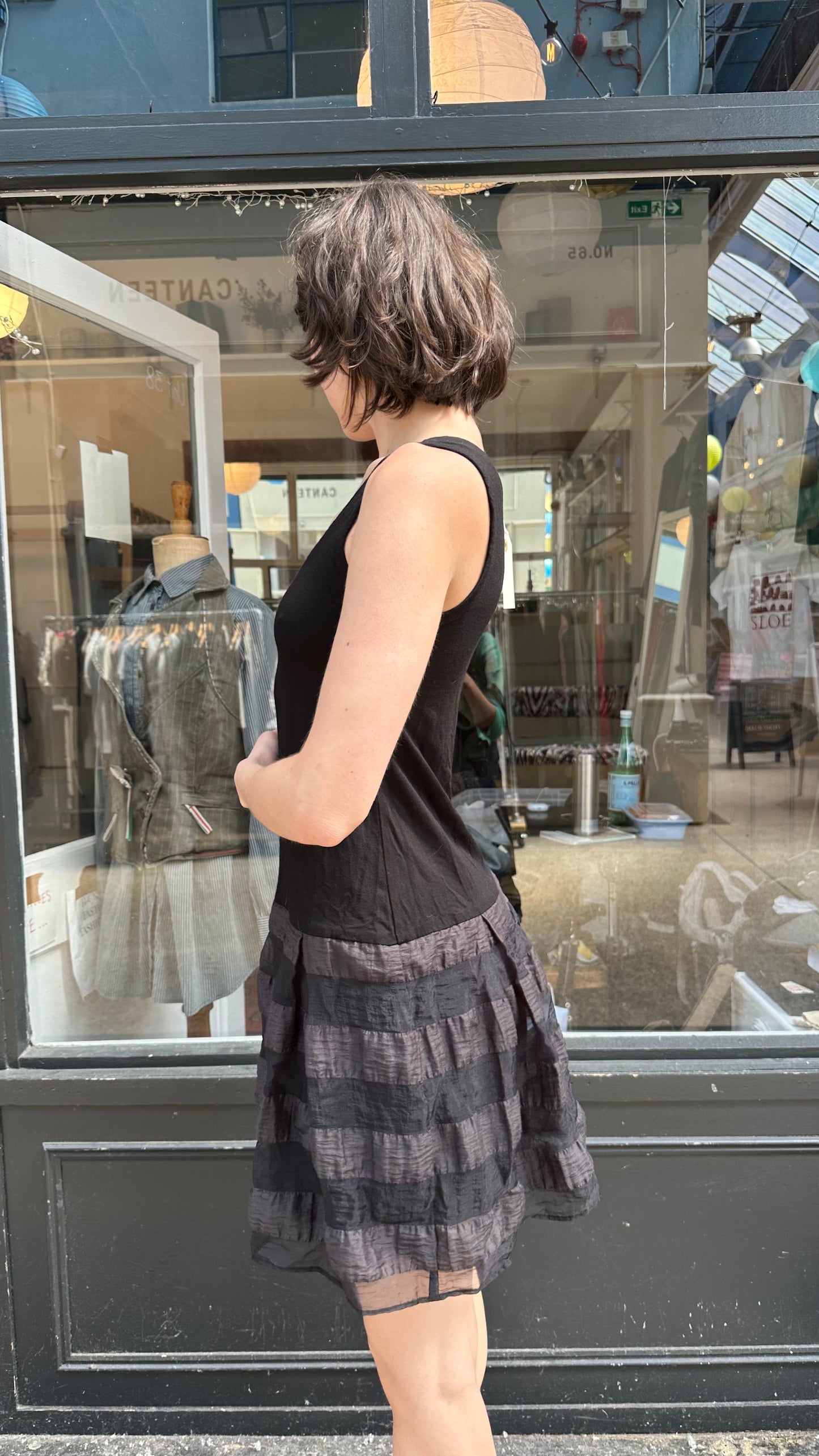 Black drop waist dress