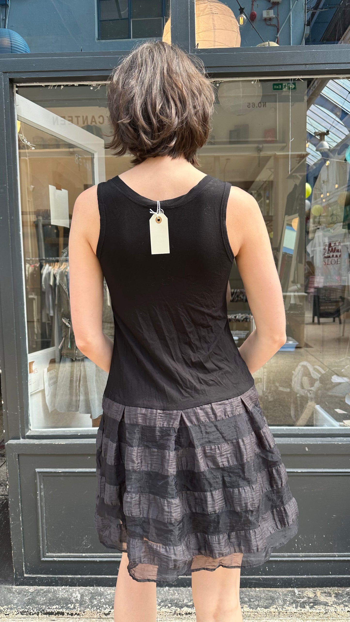 Black drop waist dress