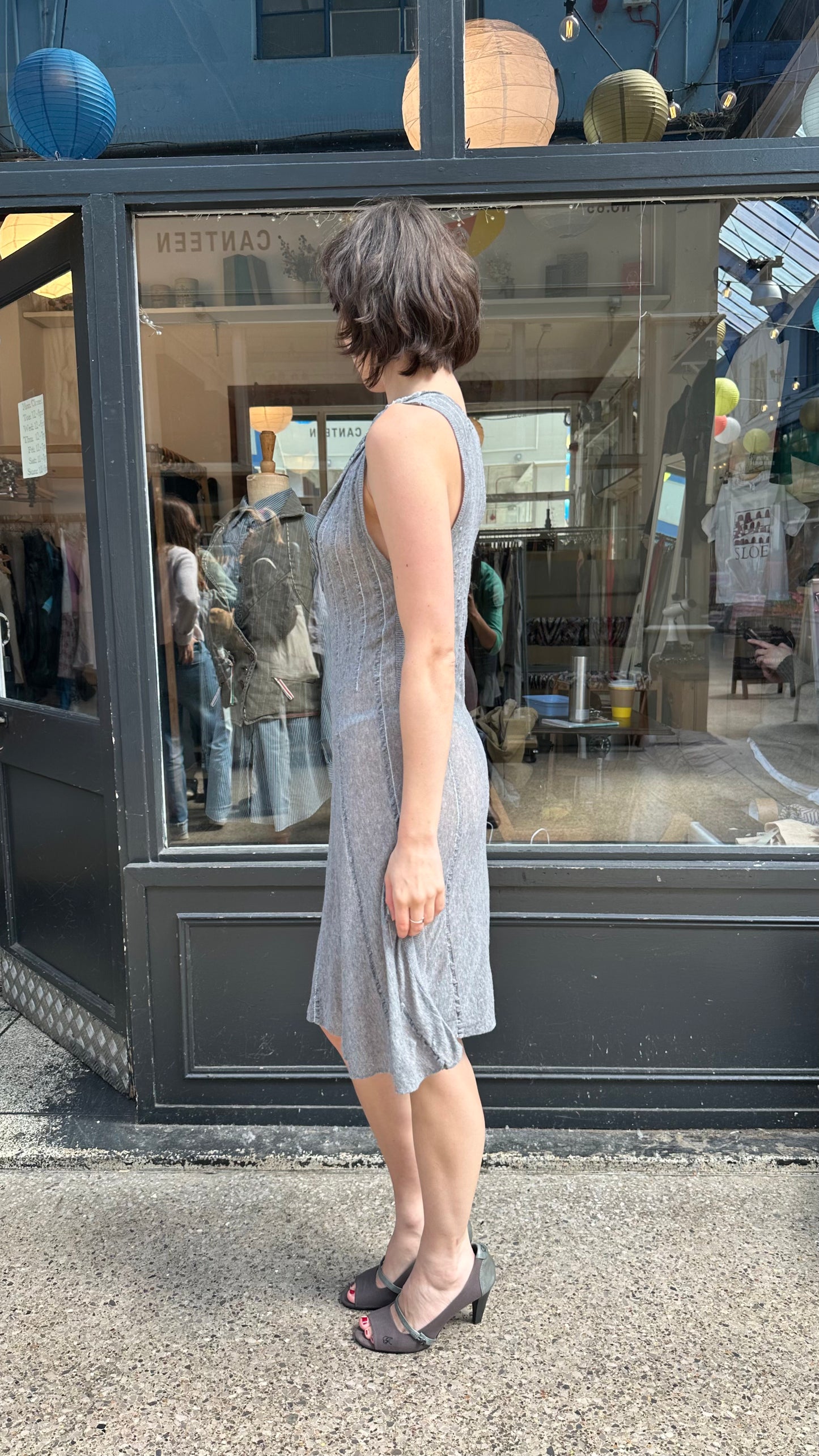 Grey knit slip dress