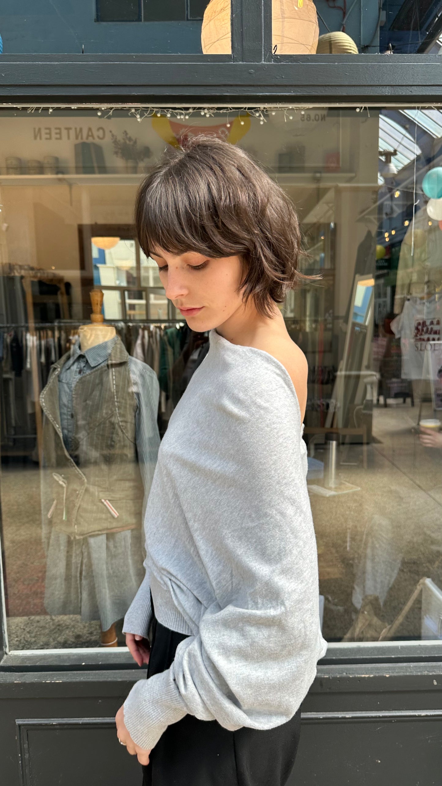 all saints grey slouchy knit