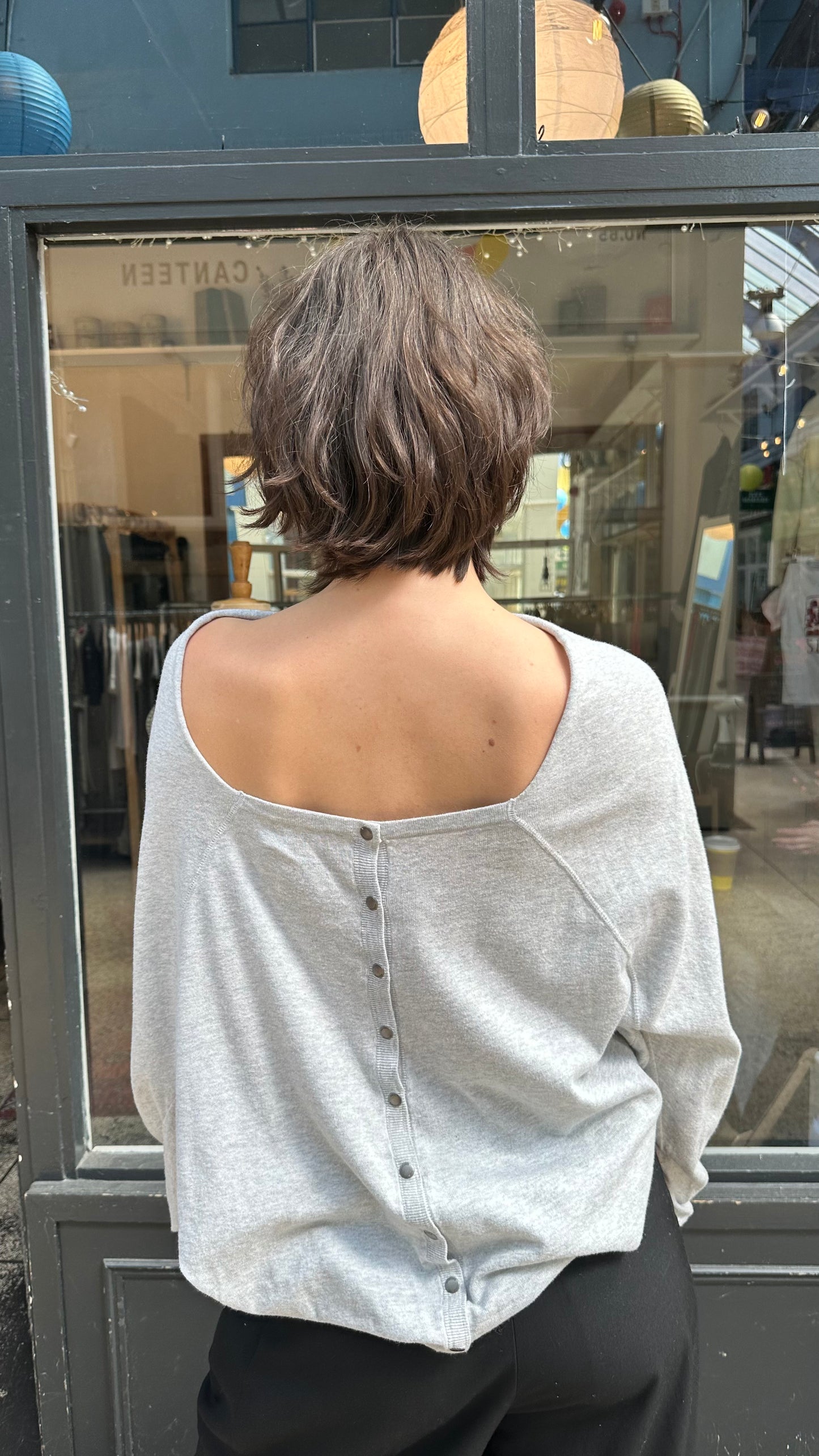 all saints grey slouchy knit