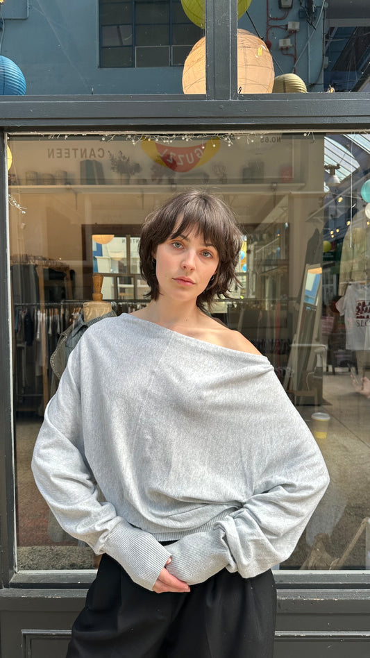 all saints grey slouchy knit