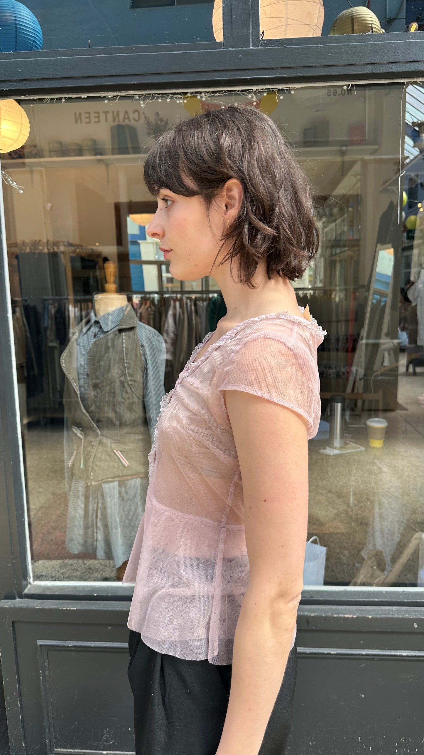 Pink sheer blouse