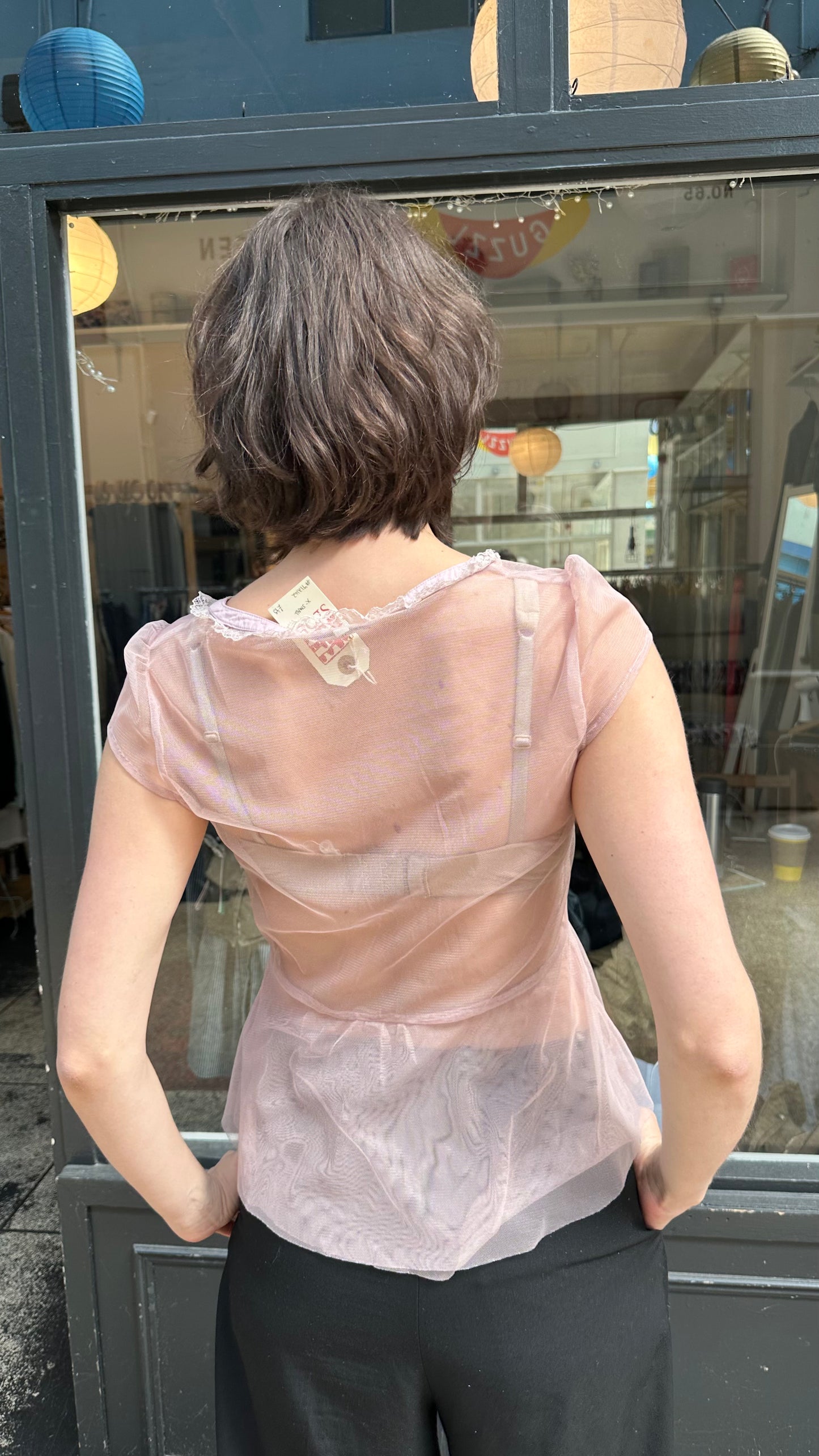 Pink sheer blouse