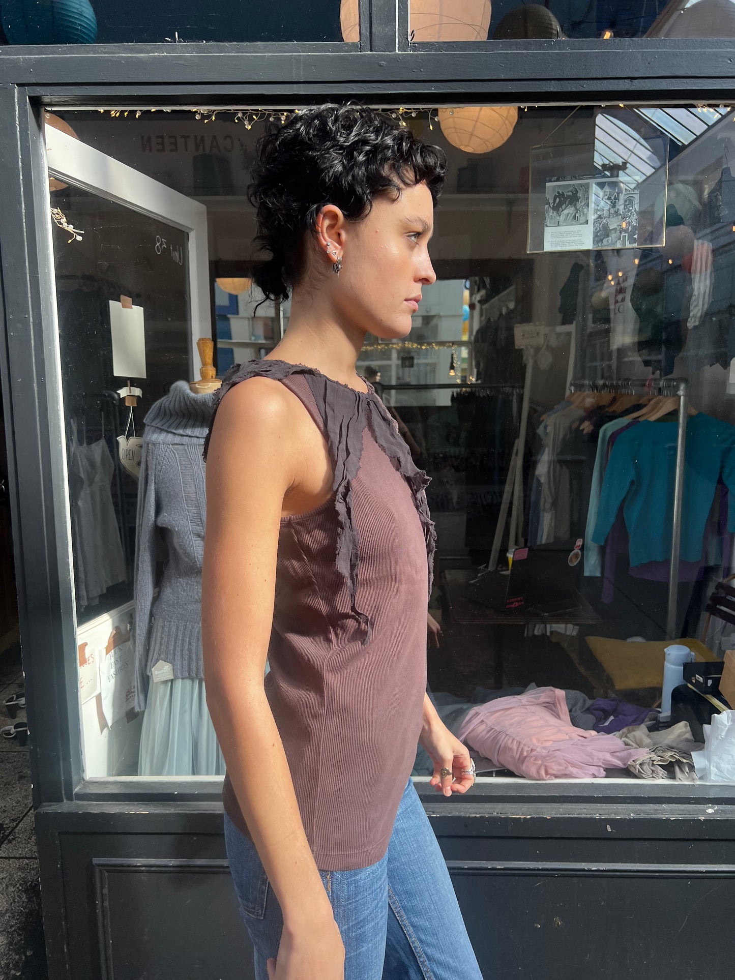 DKNY jeans brown cotton tank