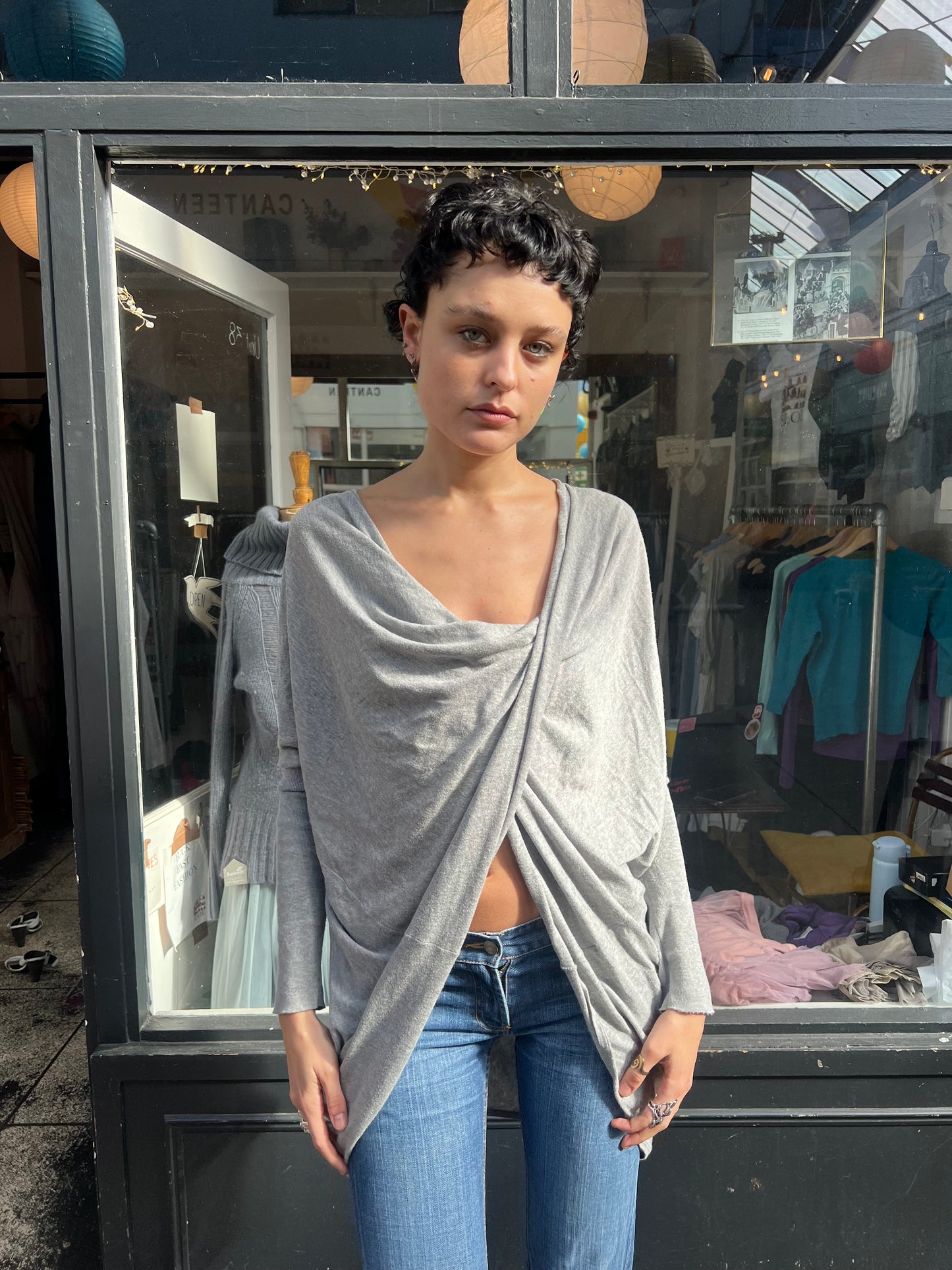 All saints 100% cotton grey slouchy jumper
